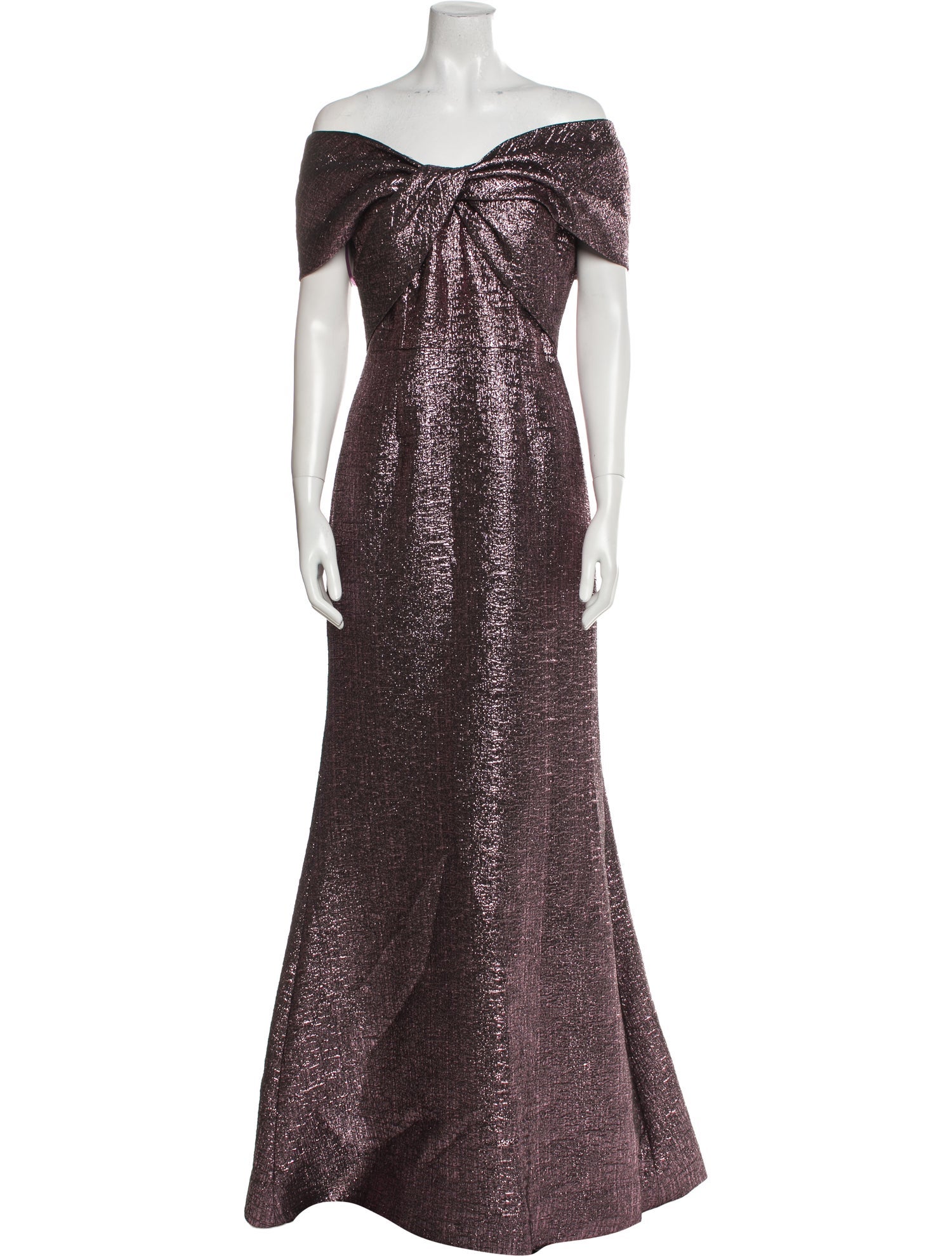 Teri Jon by Rickie Freeman Off-The-Shoulder Long Dress