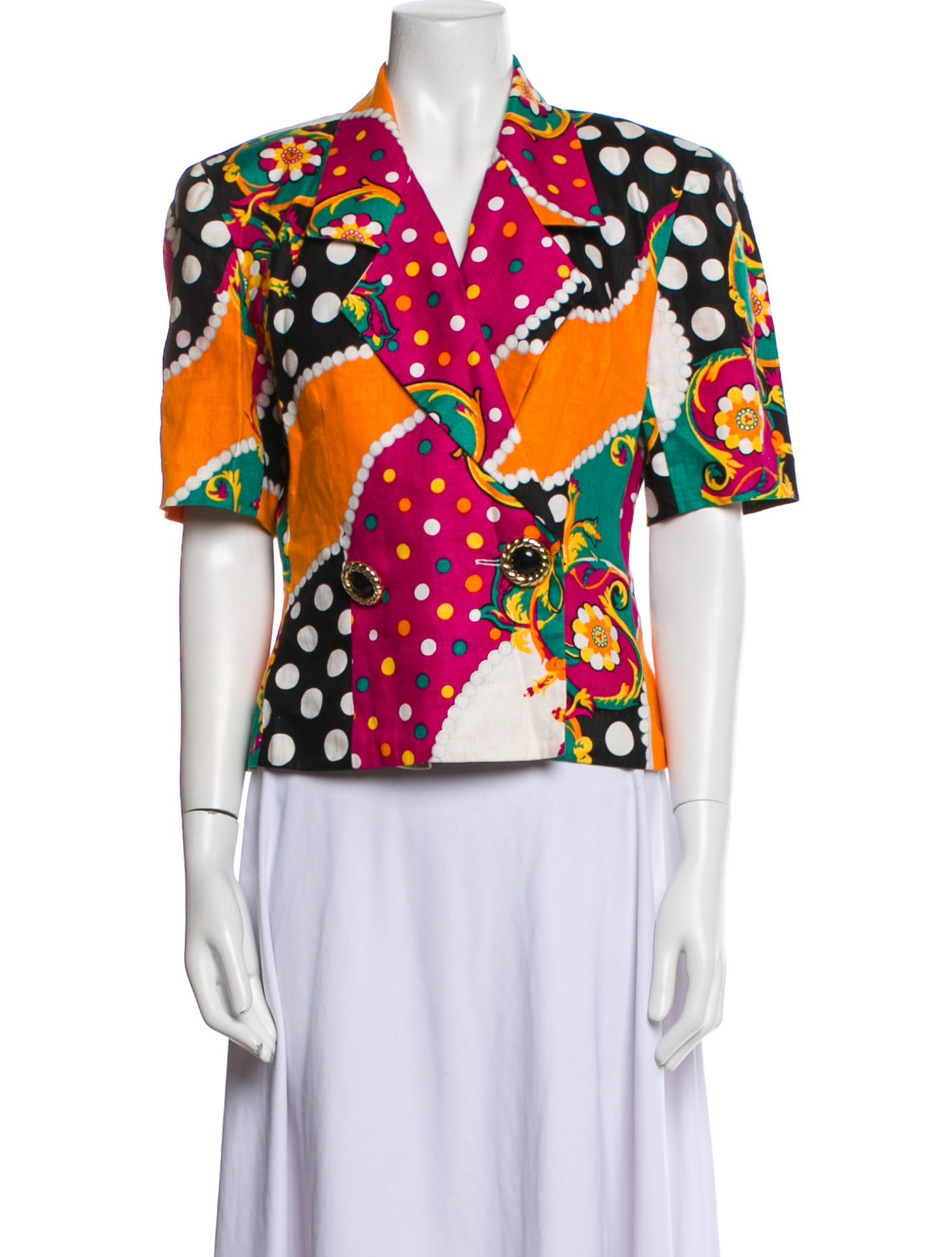 Teri Jon by Rickie Freeman Linen Floral Print Blazer