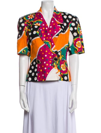 Teri Jon by Rickie Freeman Linen Floral Print Blazer