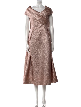 Teri Jon by Rickie Freeman V-Neck Midi Length Dress