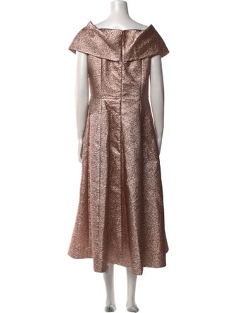 Teri Jon by Rickie Freeman V-Neck Midi Length Dress