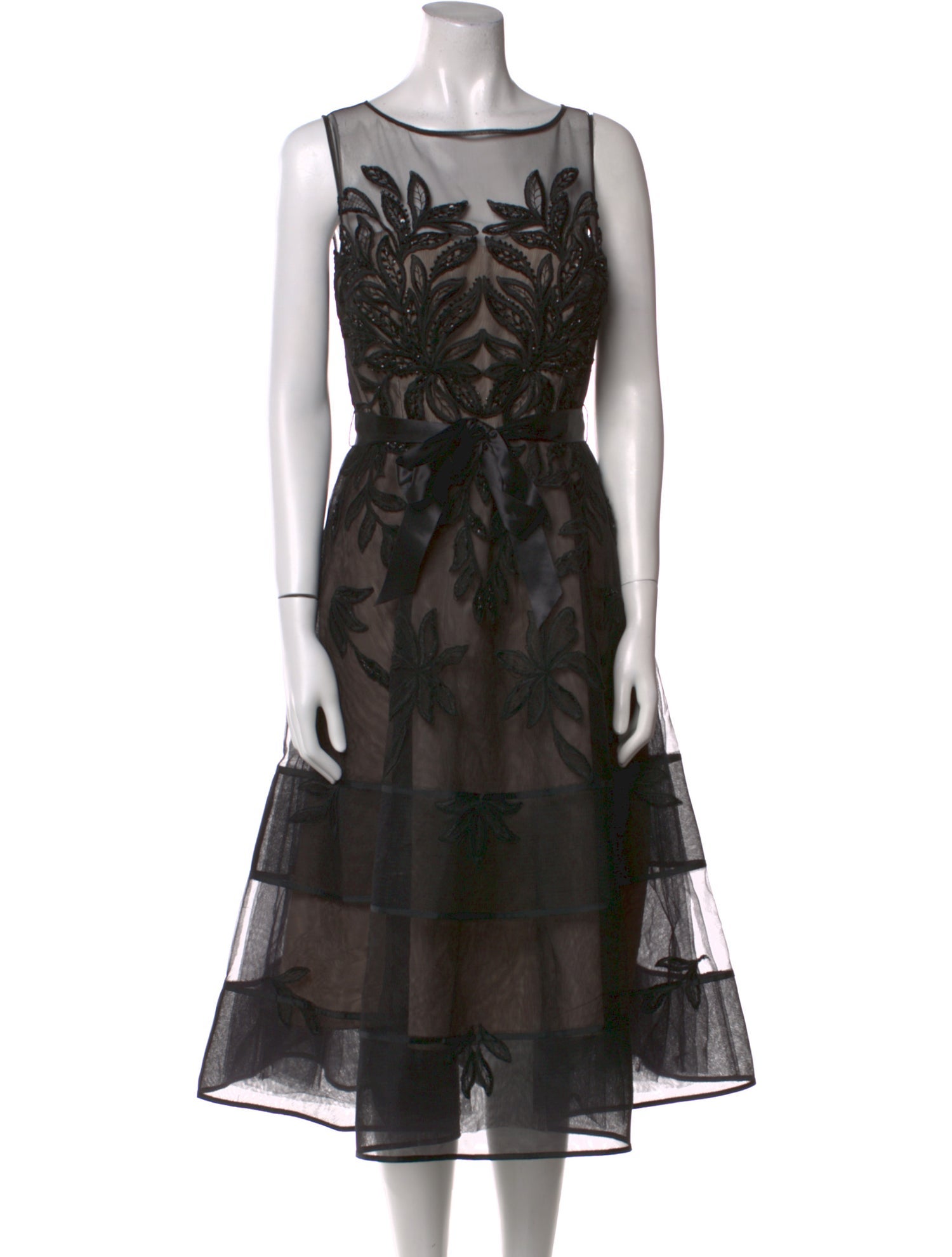 Teri Jon by Rickie Freeman Lace Pattern Midi Length Dress