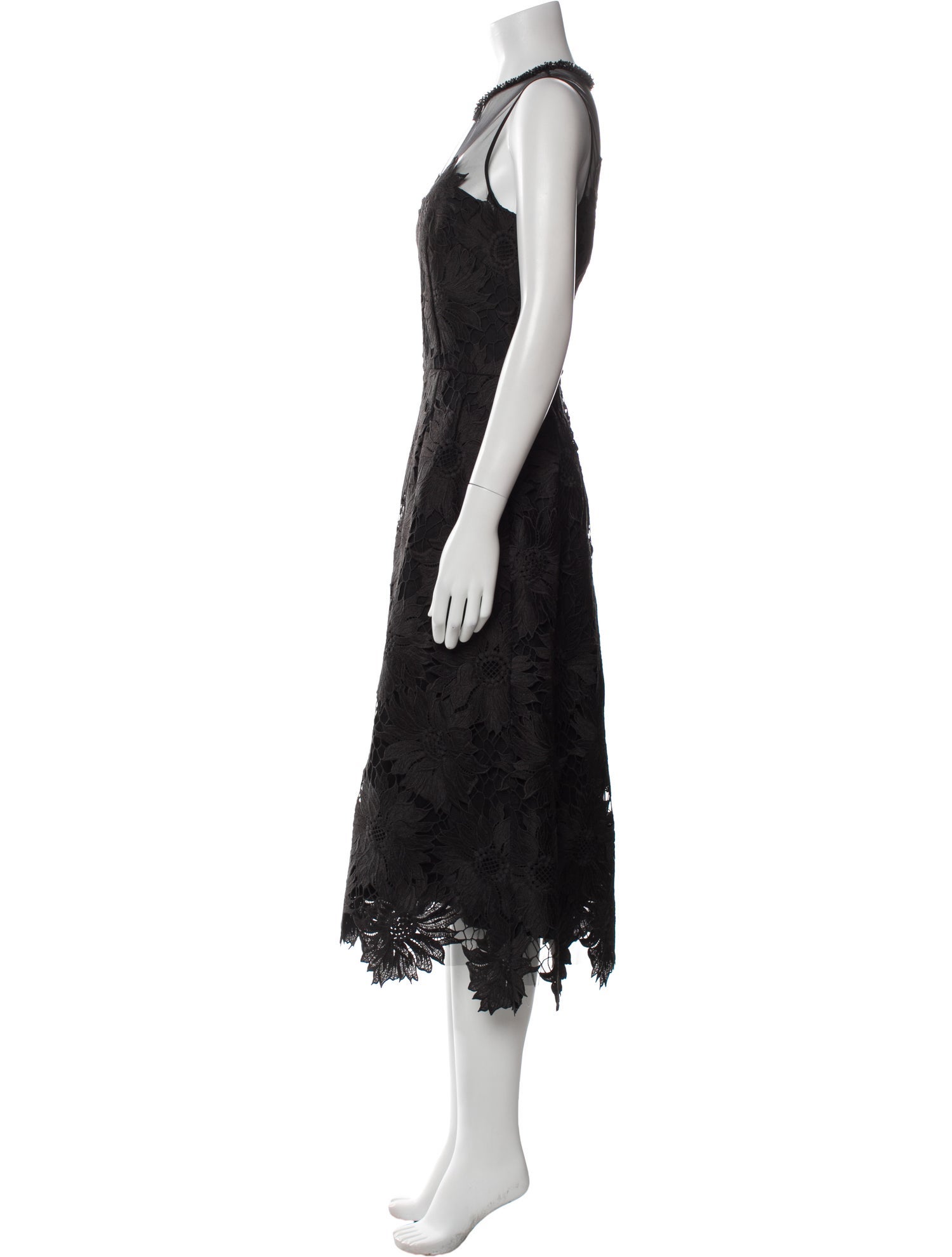 1990s Rickie Freeman for Teri Jon Black Silk and Lace Evening Gown