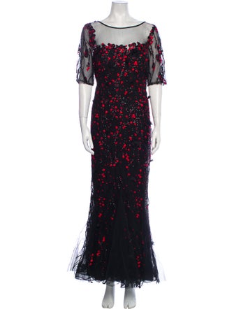 Teri Jon by Rickie Freeman Floral Print Long Dress