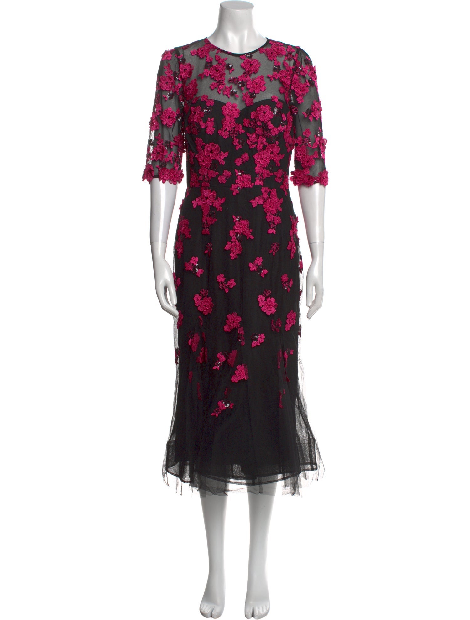 Teri Jon by Rickie Freeman Floral Print Midi Length Dress