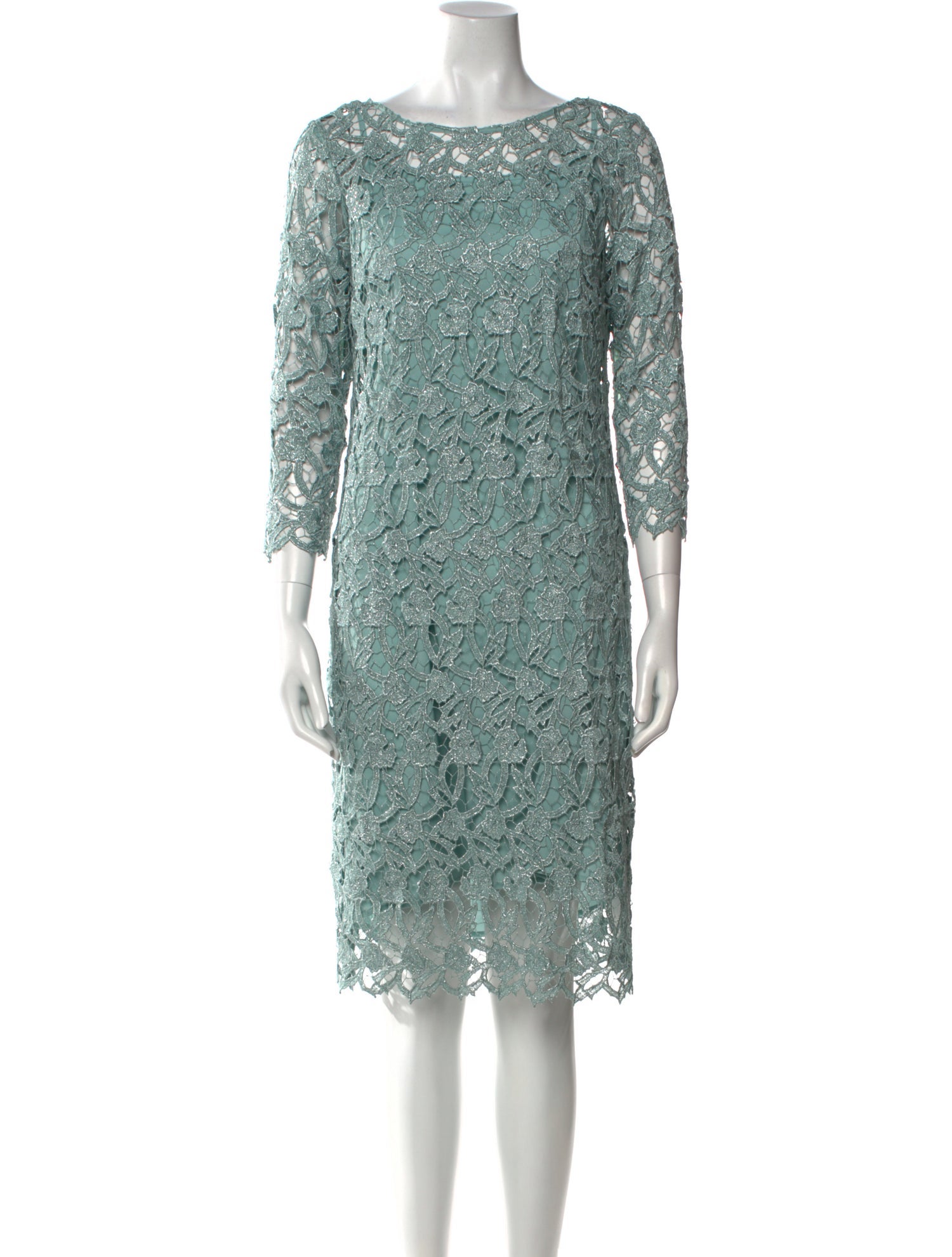Teri Jon by Rickie Freeman Lace Pattern Knee-Length Dress