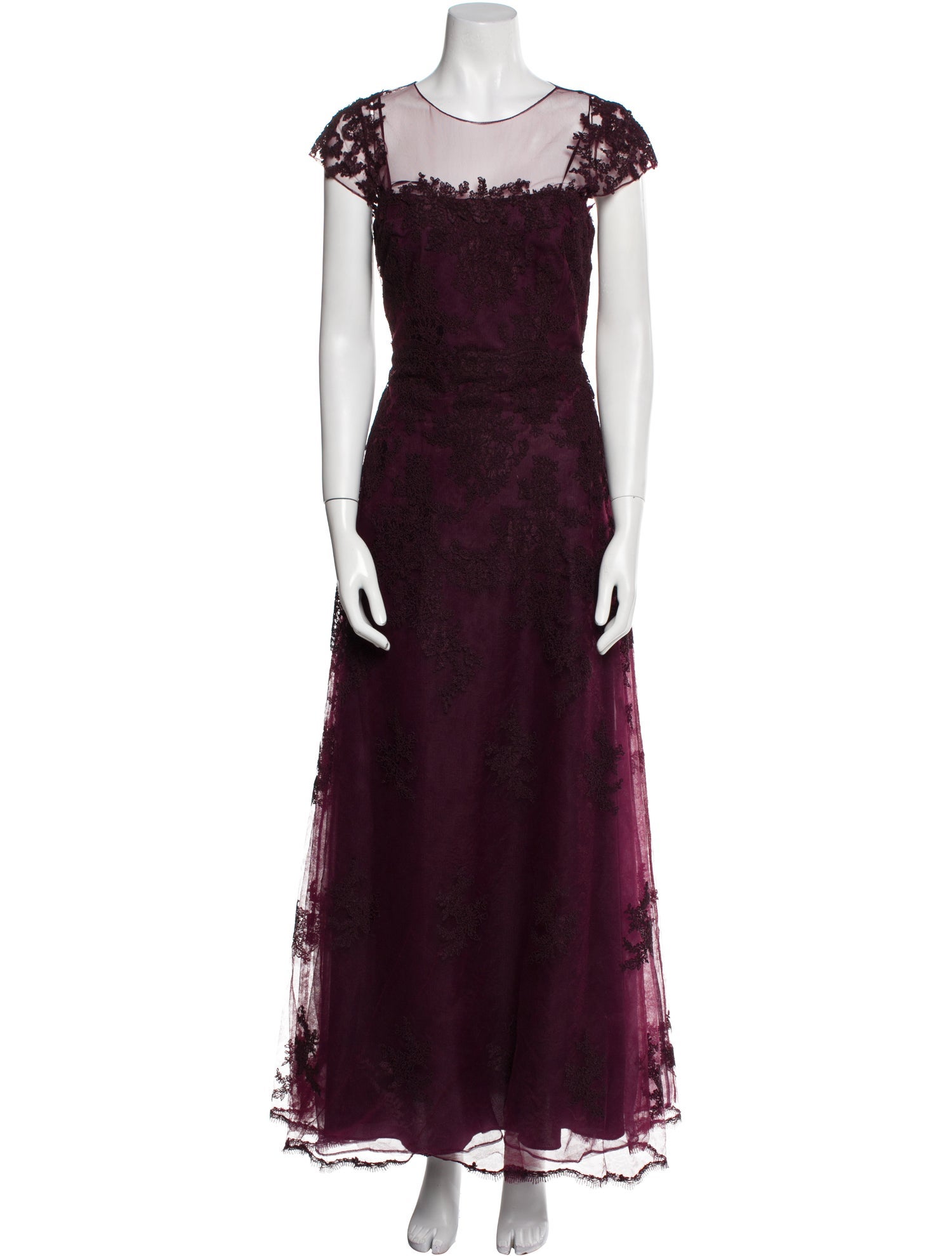 Teri Jon by Rickie Freeman Lace Pattern Long Dress