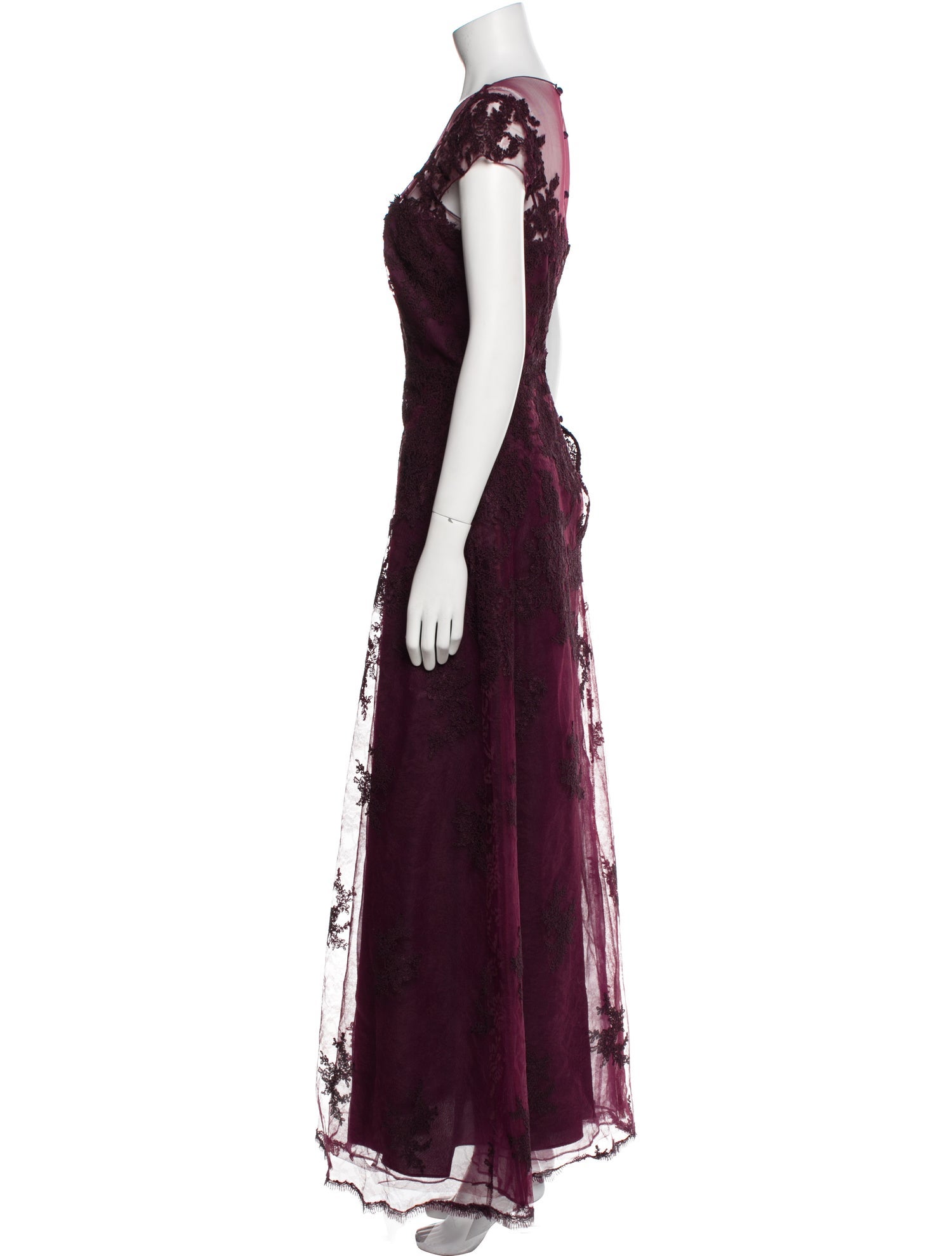 Teri Jon by Rickie Freeman Lace Pattern Long Dress