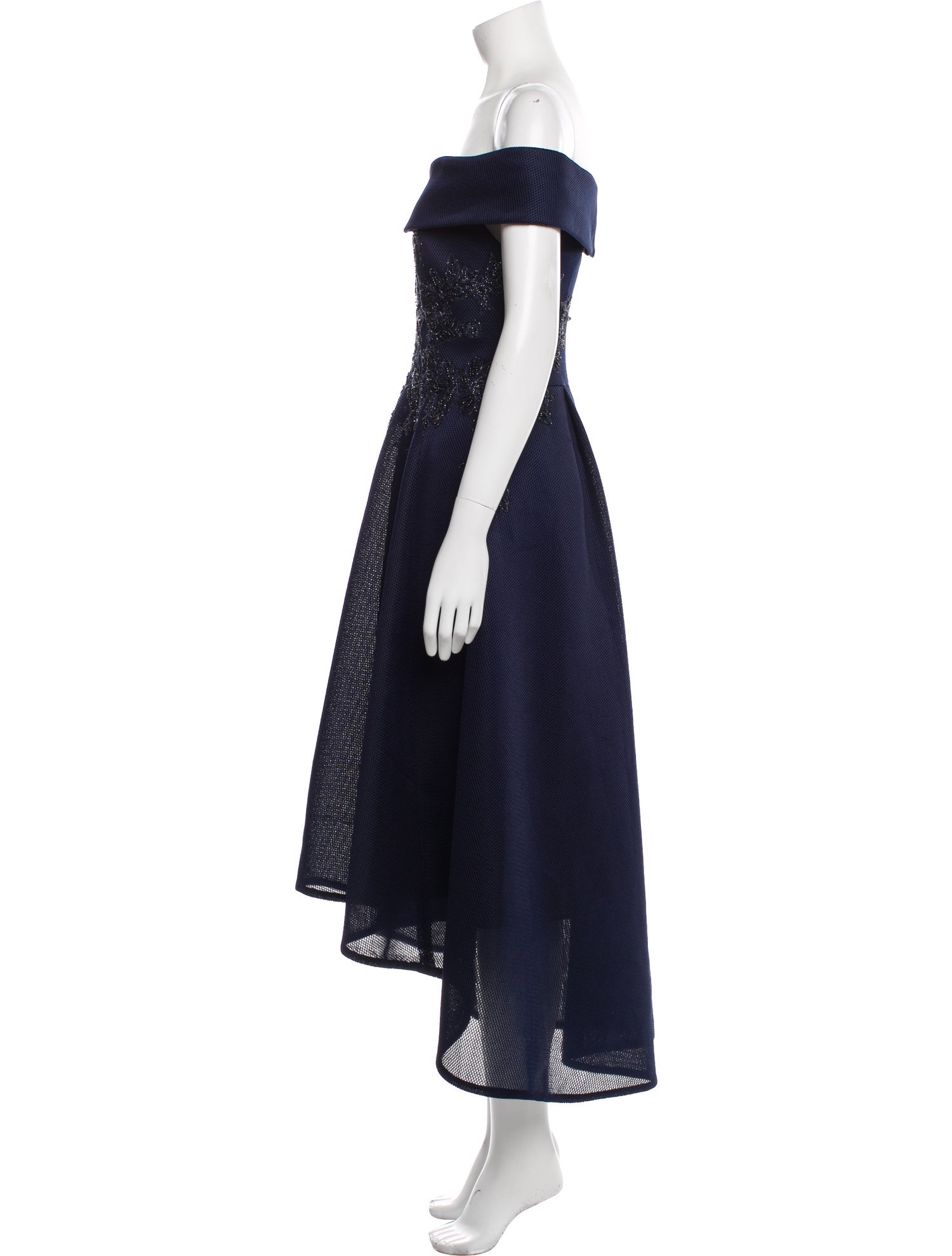 Teri Jon by Rickie Freeman Off-The-Shoulder Midi Length Dress