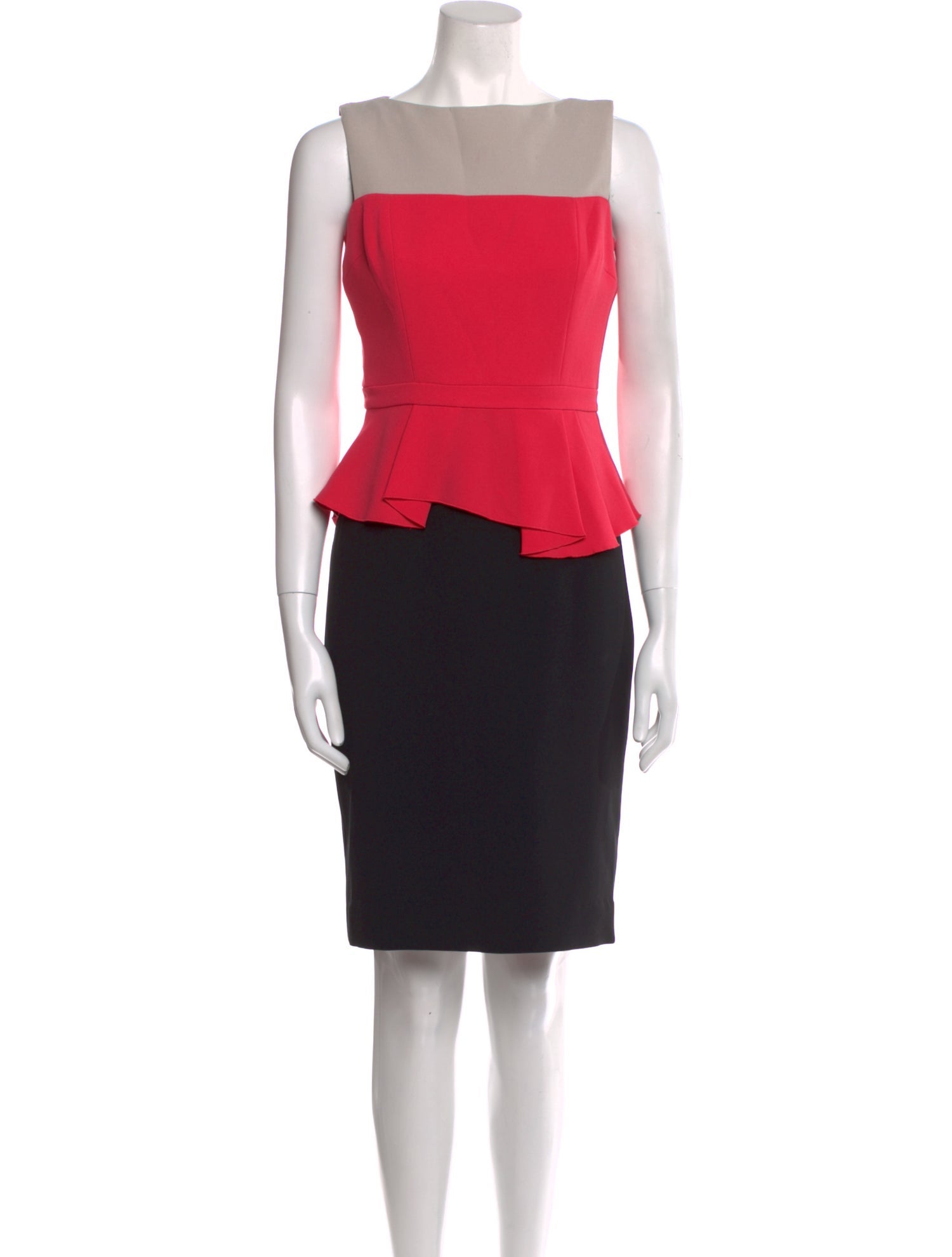 Teri Jon by Rickie Freeman Bateau Neckline Knee-Length Dress