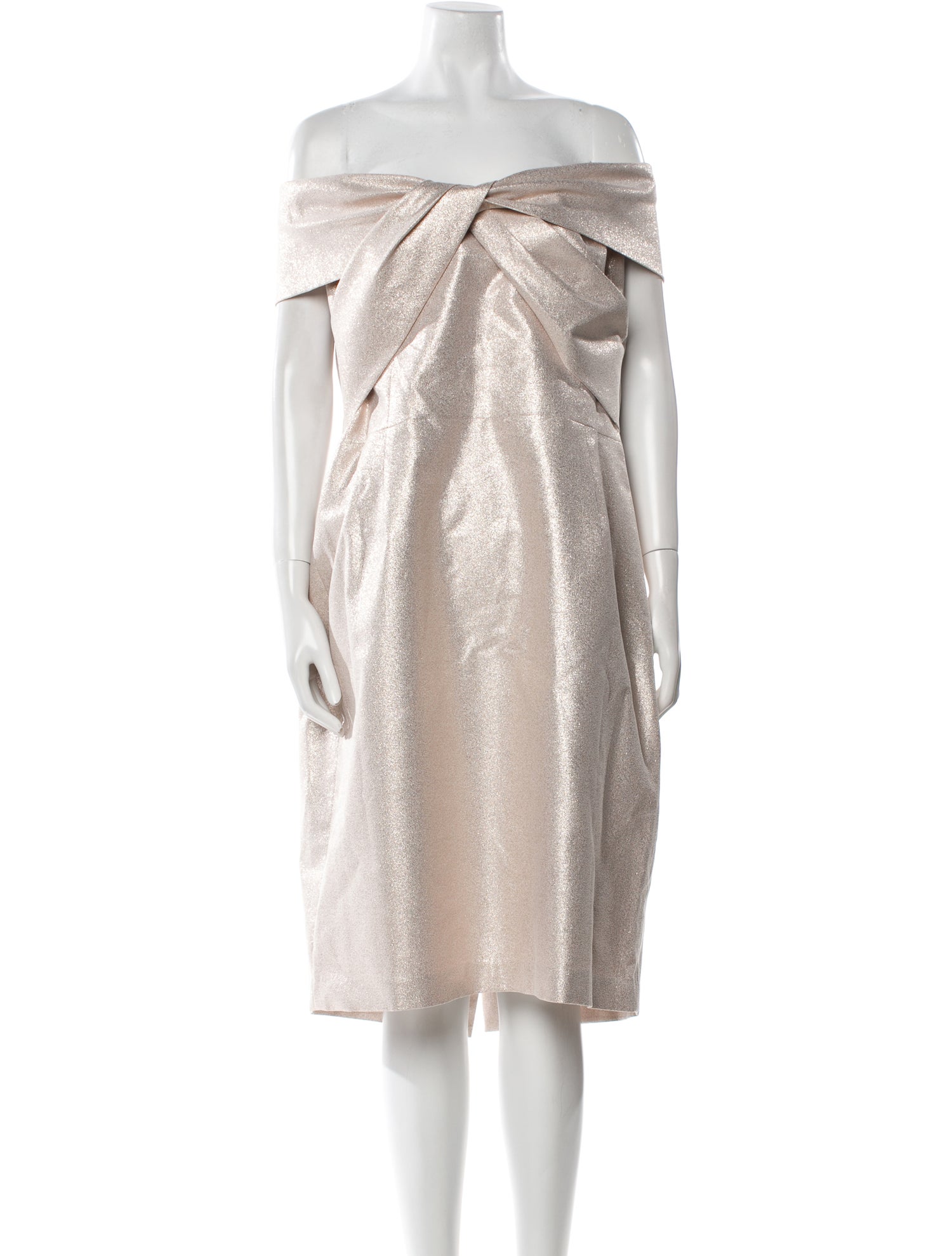 Teri Jon by Rickie Freeman Off-The-Shoulder Midi Length Dress w/ Tags