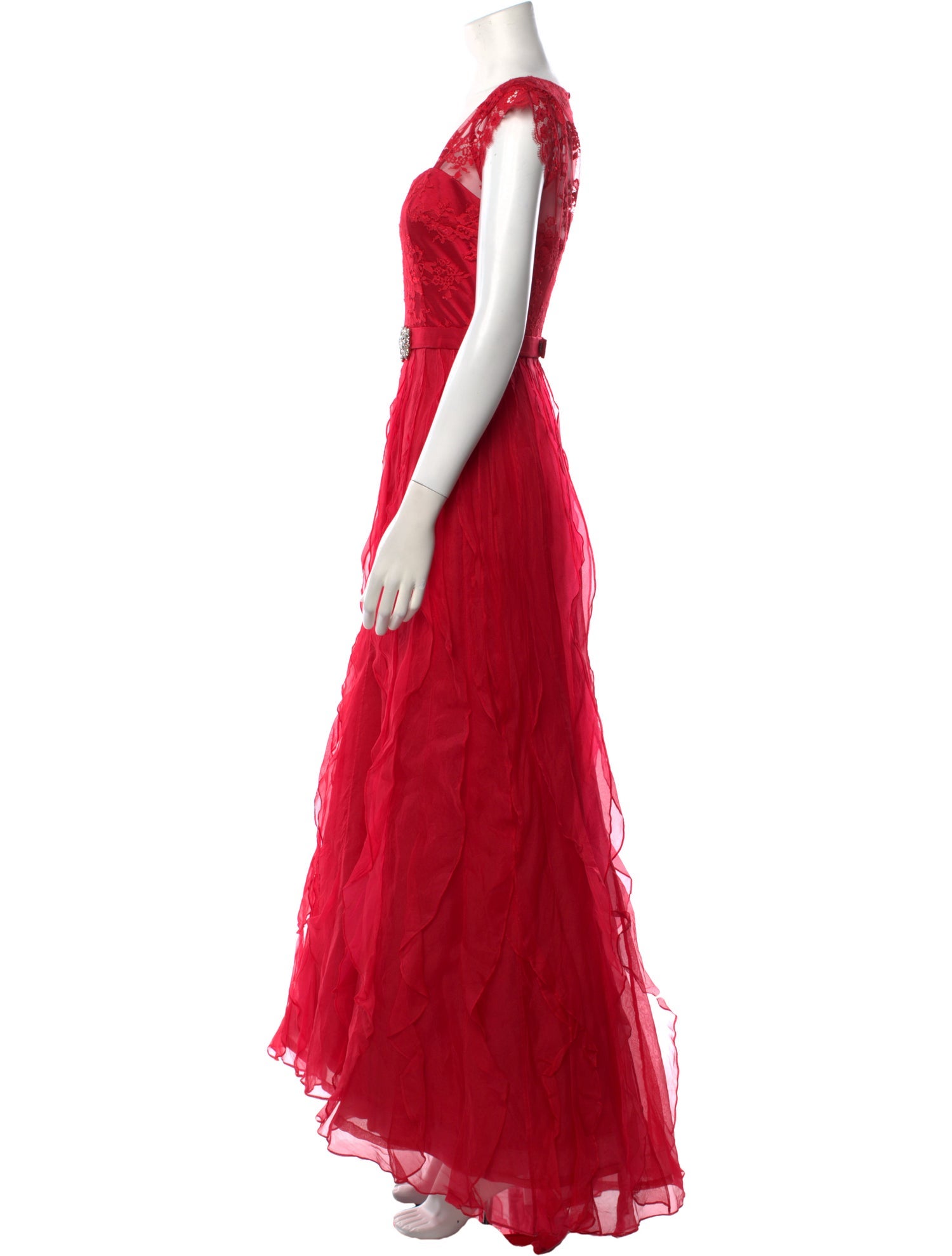 Teri Jon by Rickie Freeman Lace Pattern Long Dress