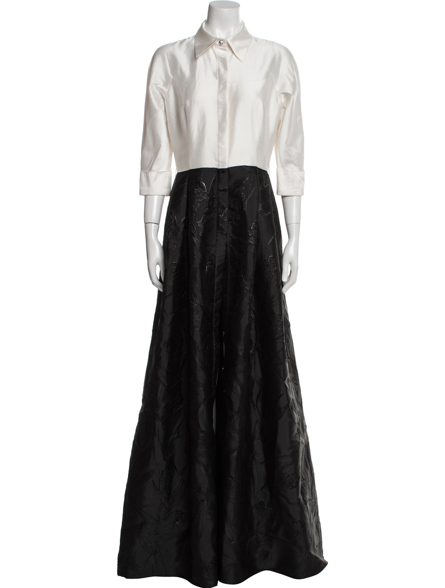 Teri Jon by Rickie Freeman Colorblock Pattern Long Dress