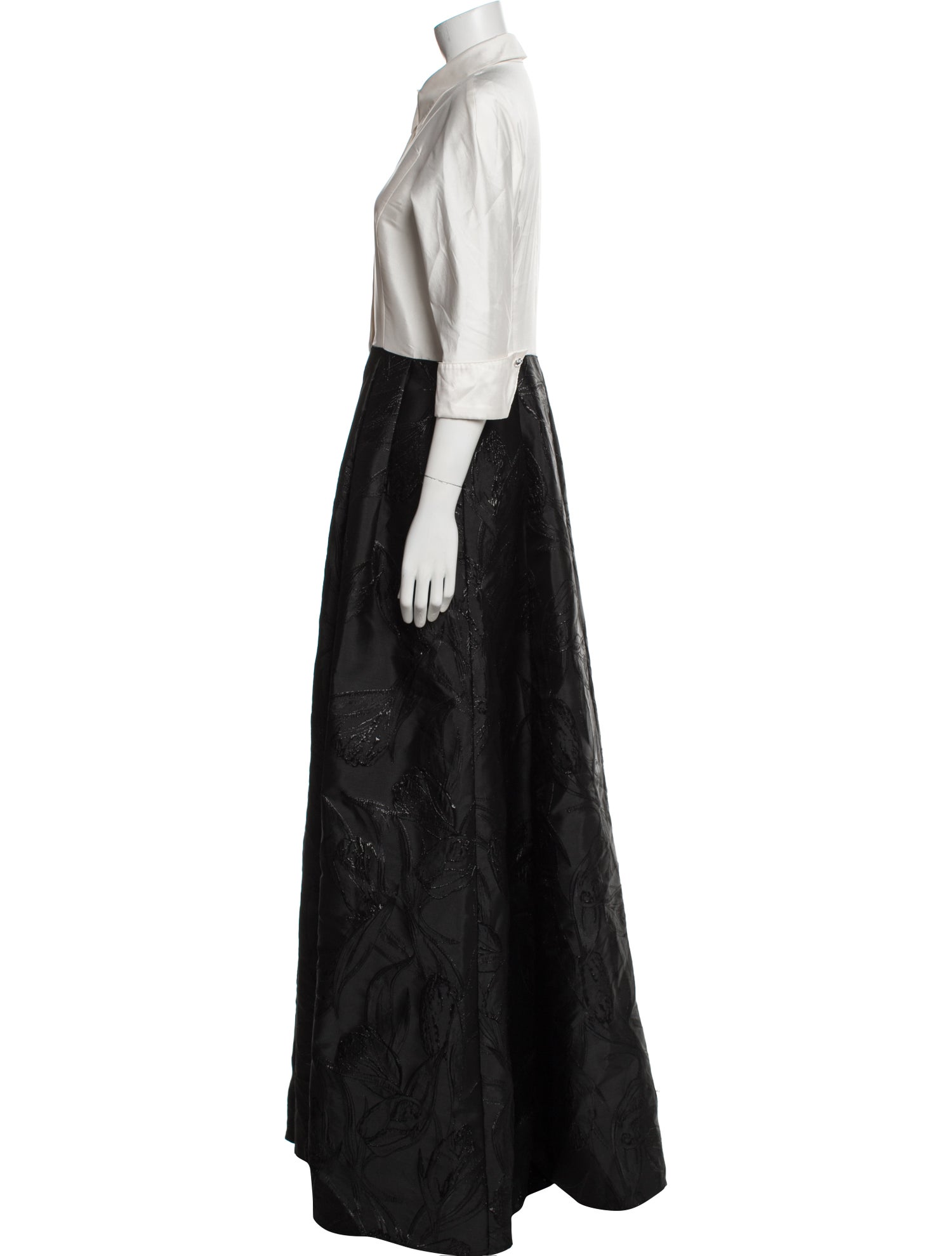 Teri Jon by Rickie Freeman Colorblock Pattern Long Dress