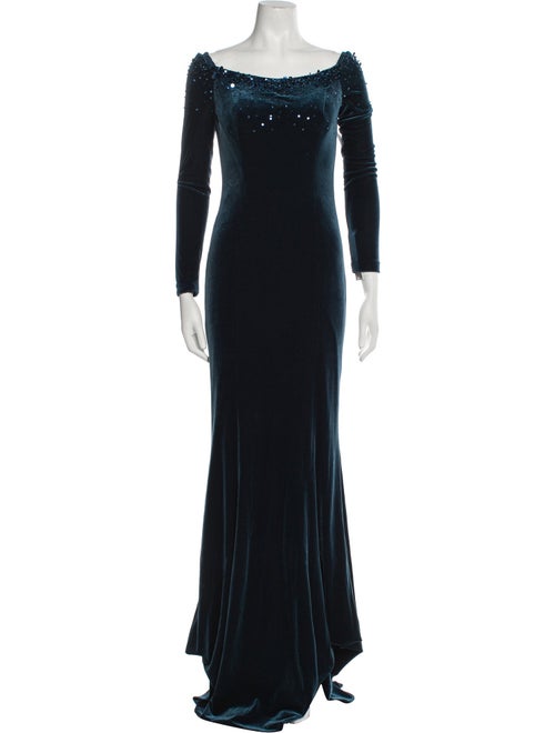 Teri Jon by Rickie Freeman Velvet Long Dress