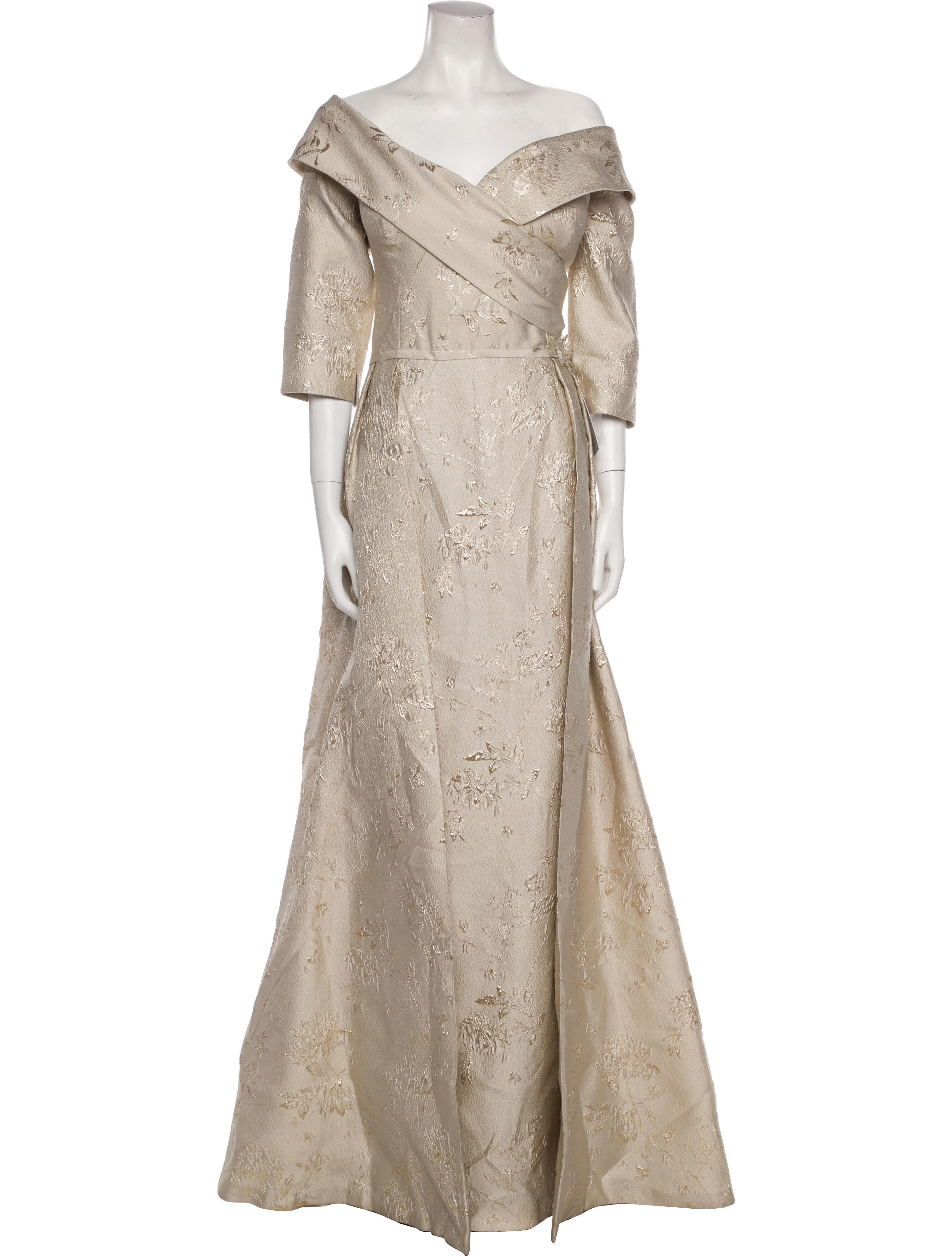 Teri Jon by Rickie Freeman V-Neck Long Dress