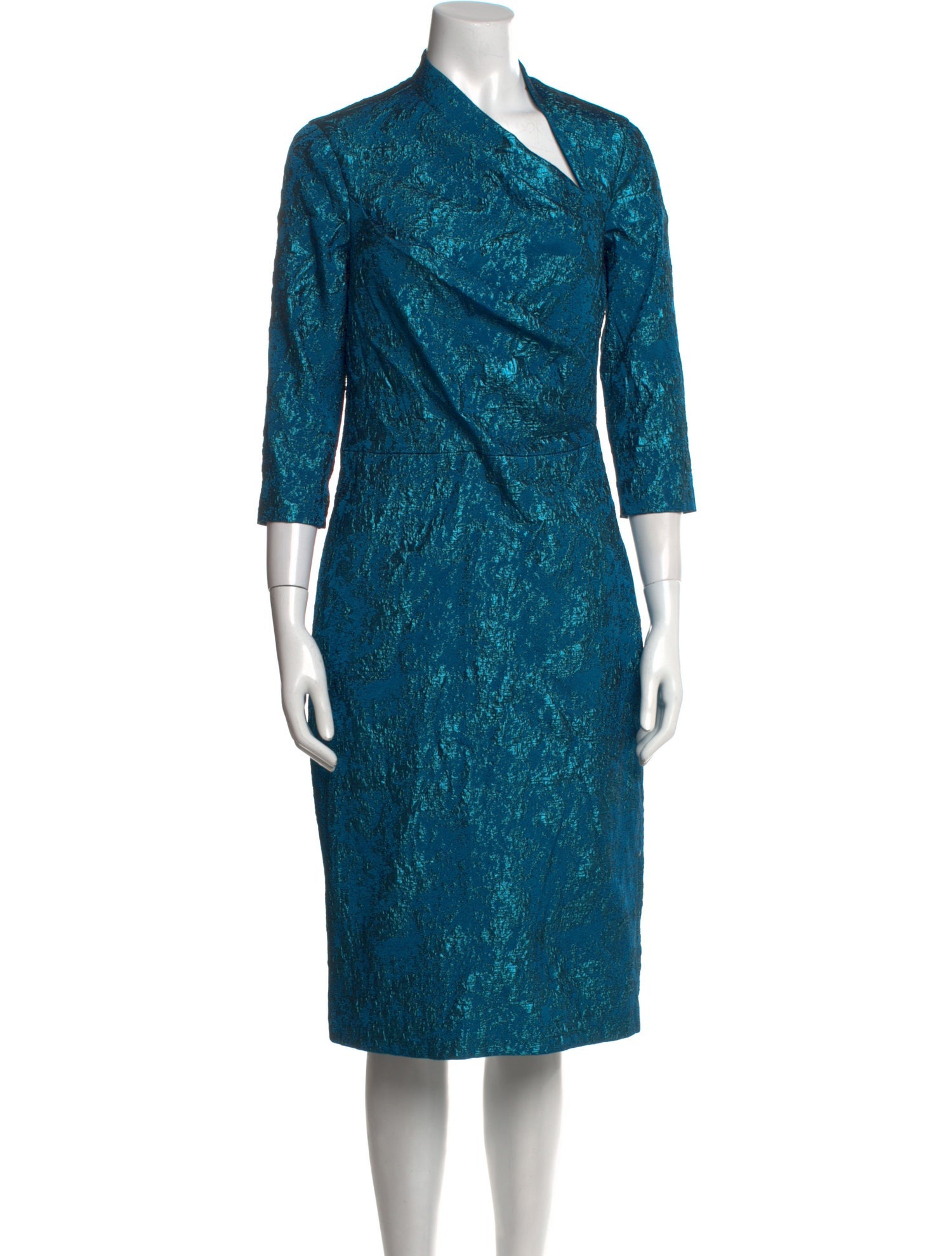 Teri Jon by Rickie Freeman Cowl Neck Midi Length Dress