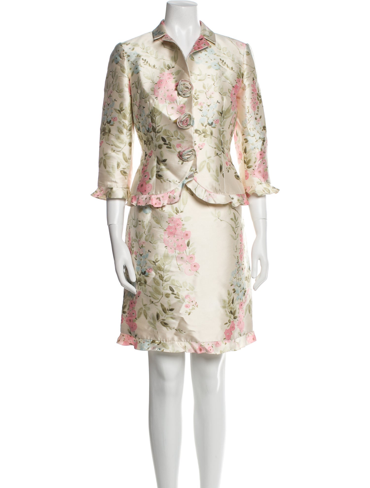 Teri Jon by Rickie Freeman Silk Printed Dress Set