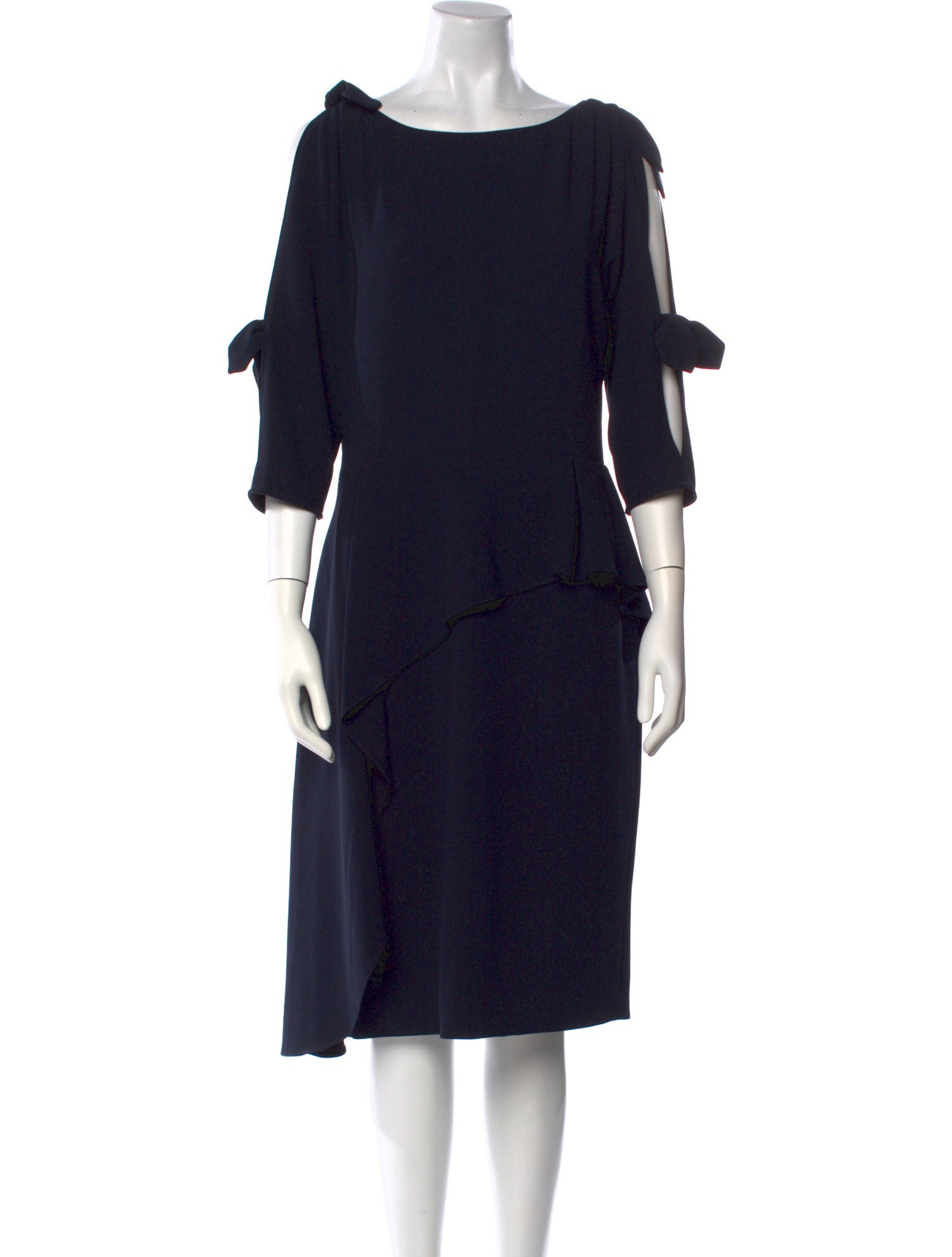 Teri Jon by Rickie Freeman Bateau Neckline Midi Length Dress