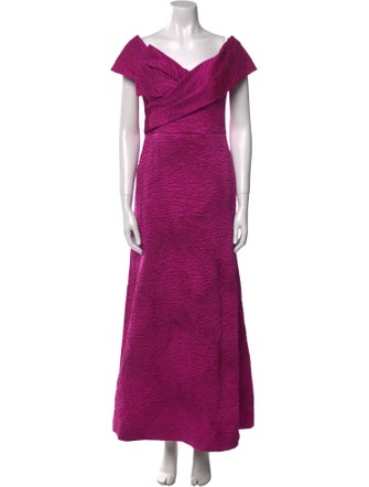 Teri Jon by Rickie Freeman V-Neck Long Dress