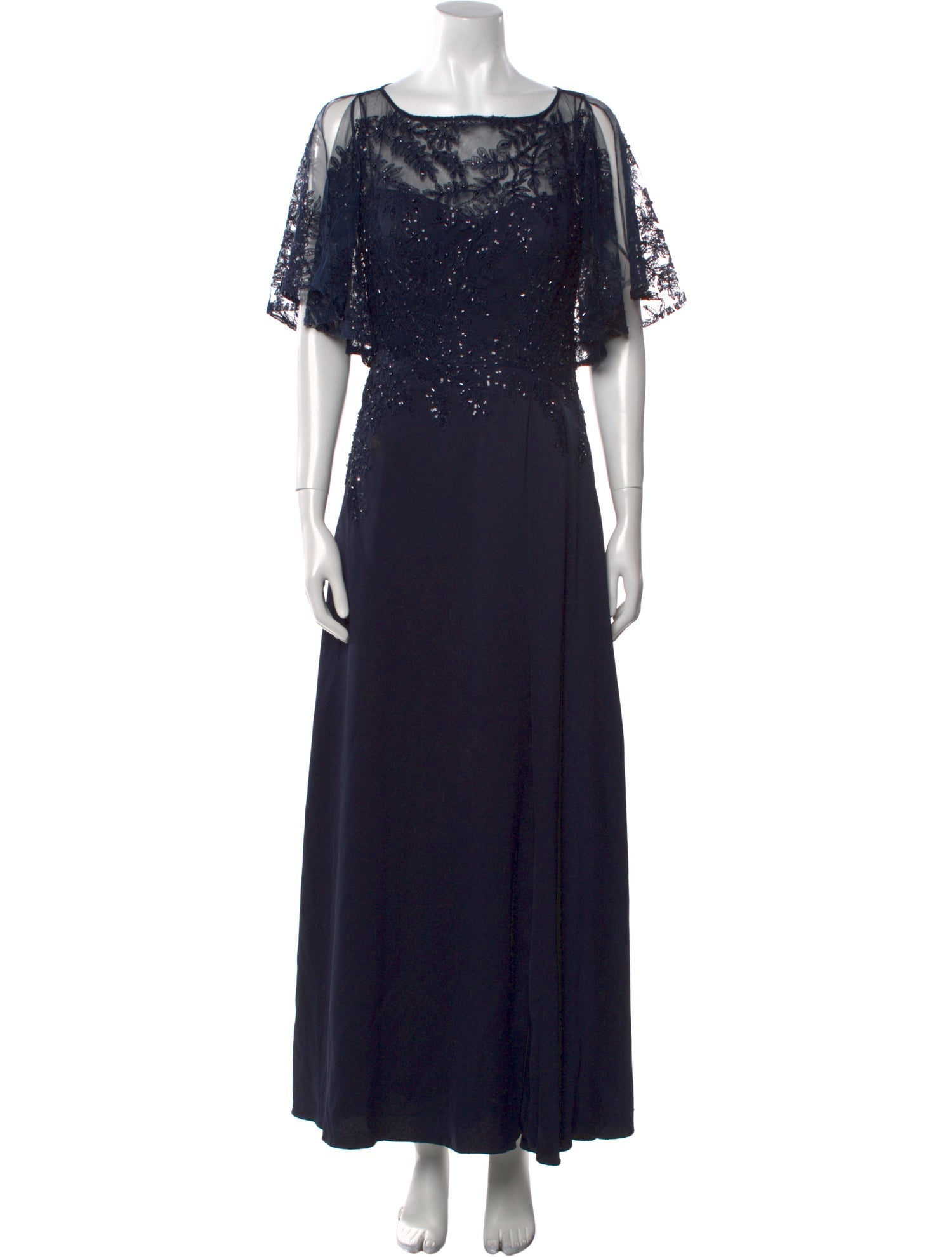 Teri Jon by Rickie Freeman Bateau Neckline Long Dress