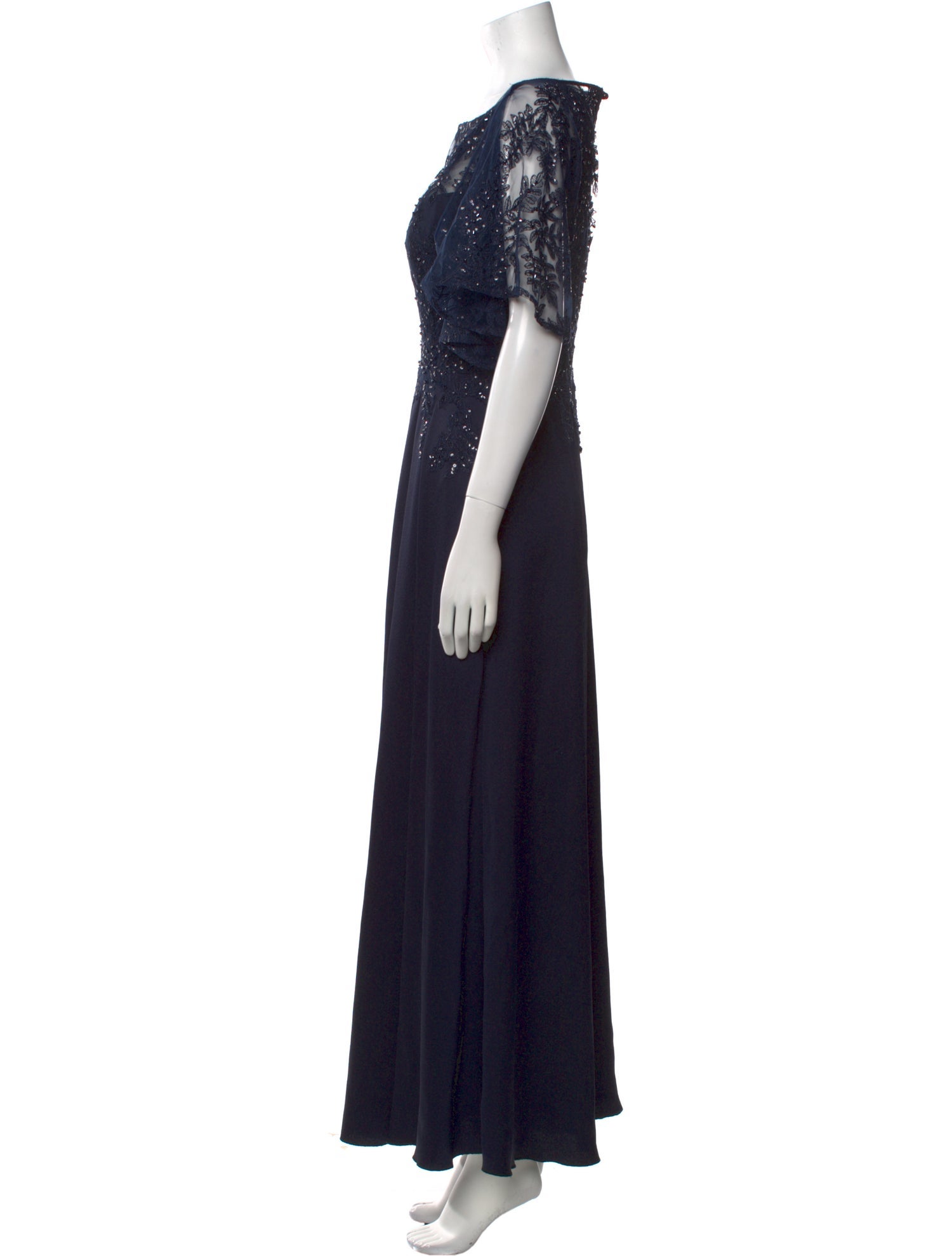 Teri Jon by Rickie Freeman Bateau Neckline Long Dress