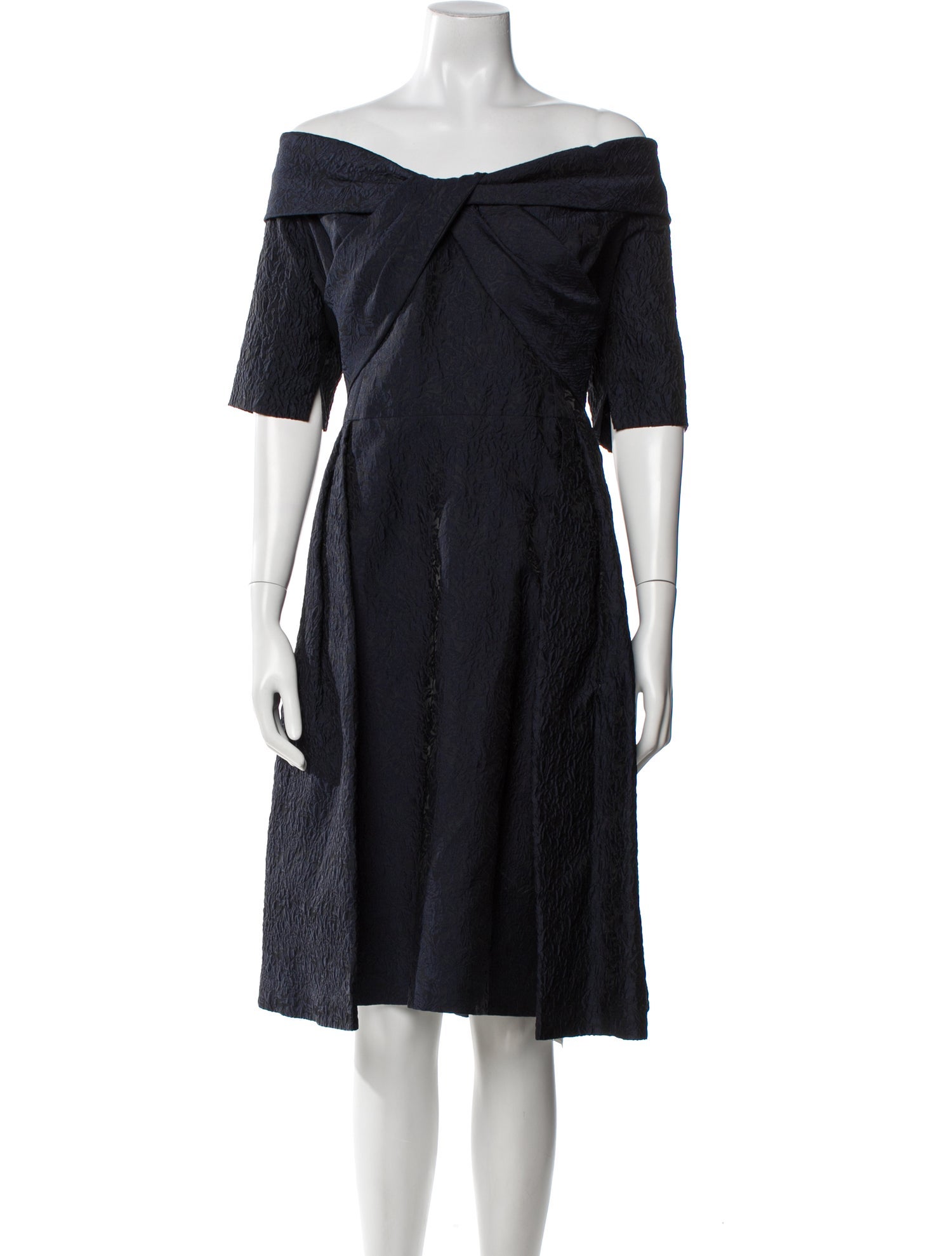 Teri Jon by Rickie Freeman Off-The-Shoulder Knee-Length Dress