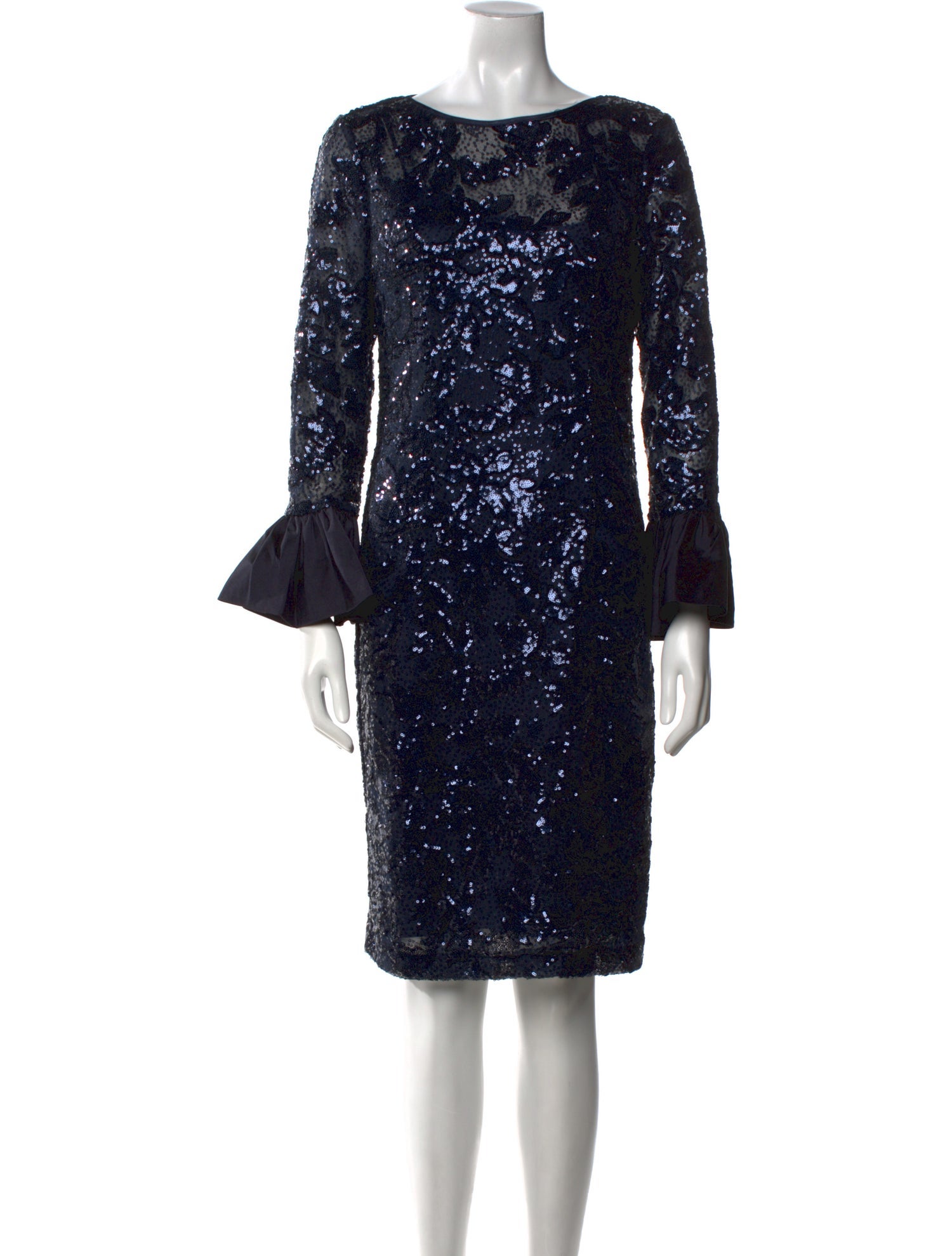 Teri Jon by Rickie Freeman Bateau Neckline Knee-Length Dress