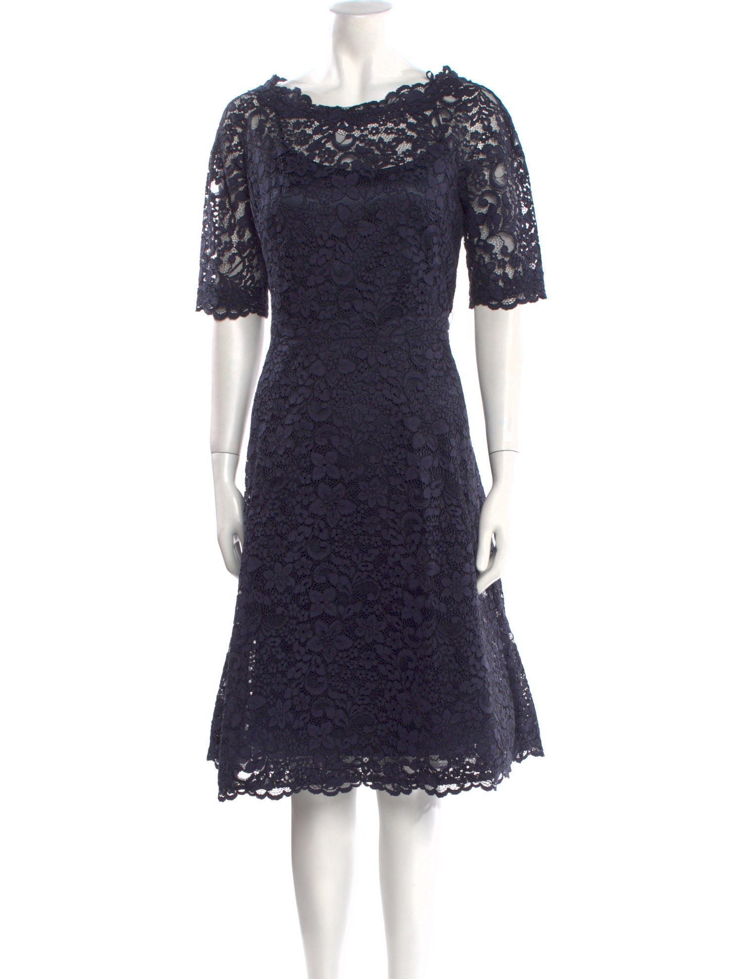 Teri Jon by Rickie Freeman Lace Pattern Knee-Length Dress