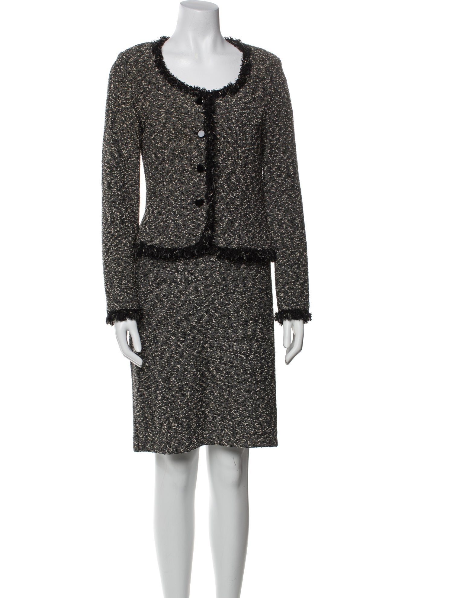 Teri Jon by Rickie Freeman Wool Tweed Pattern Skirt Suit