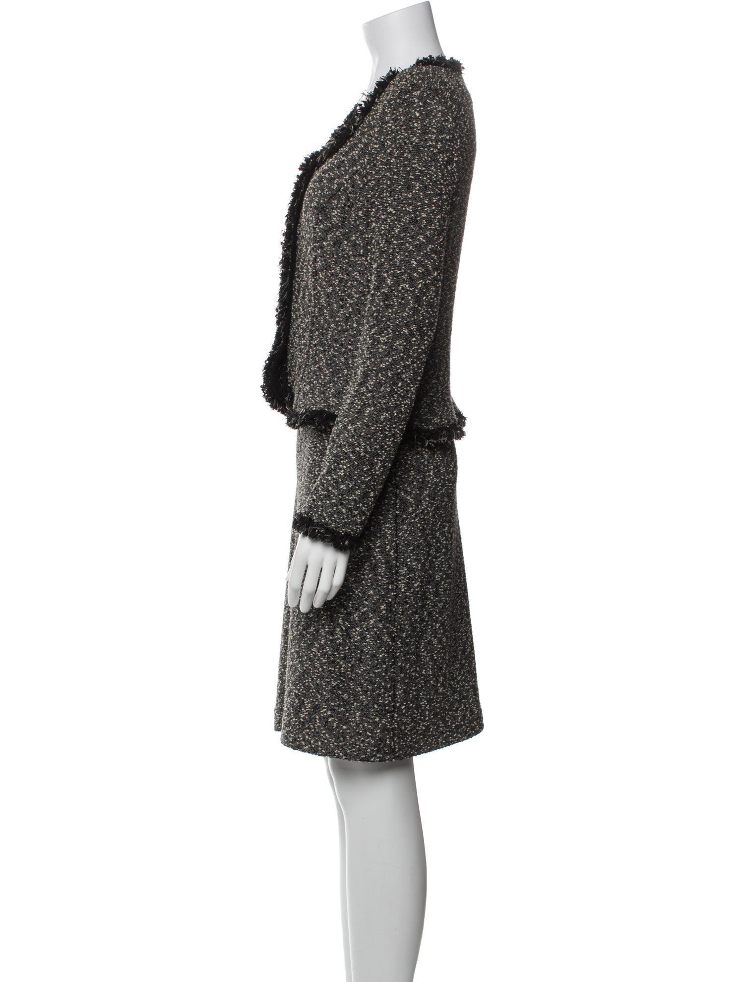 Teri Jon by Rickie Freeman Wool Tweed Pattern Skirt Suit