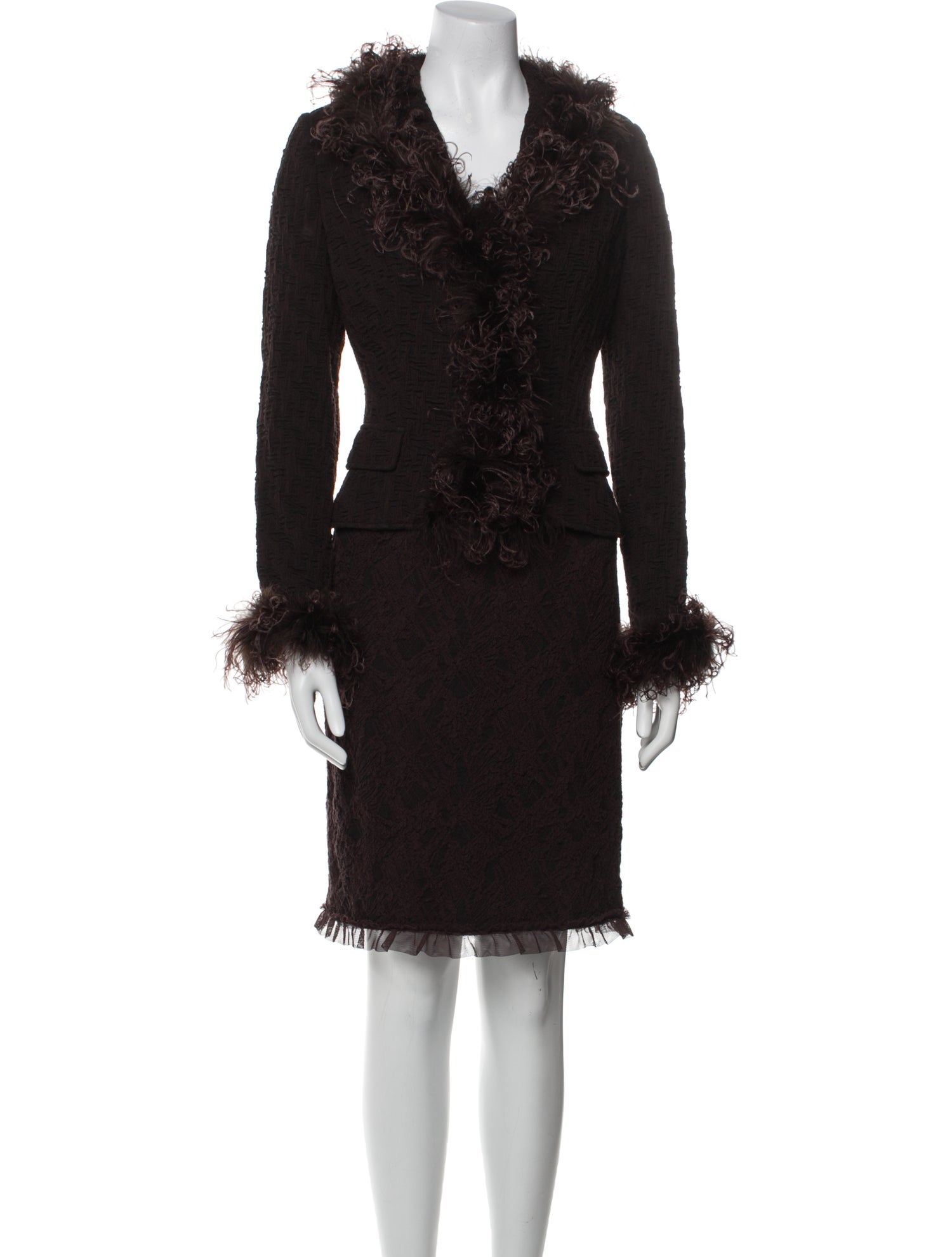 Teri Jon by Rickie Freeman Mesh Accents Skirt Set