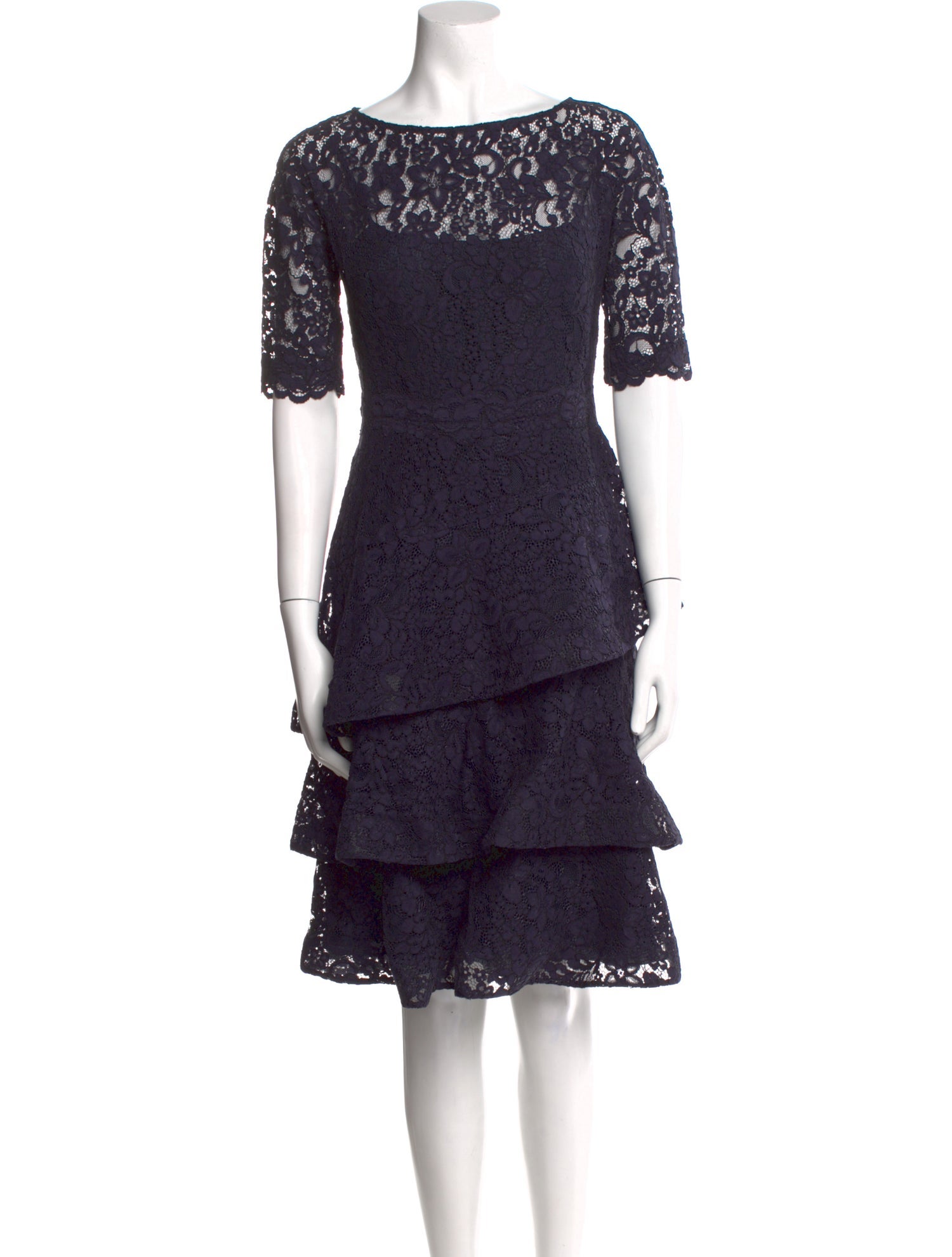 Teri Jon by Rickie Freeman Lace Pattern Knee-Length Dress
