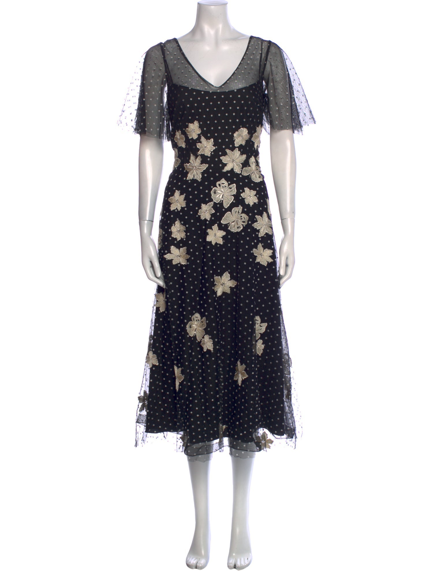 Teri Jon by Rickie Freeman Floral Print Midi Length Dress w/ Tags