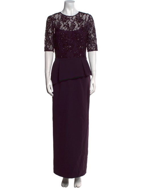 Teri Jon by Rickie Freeman Crew Neck Long Dress