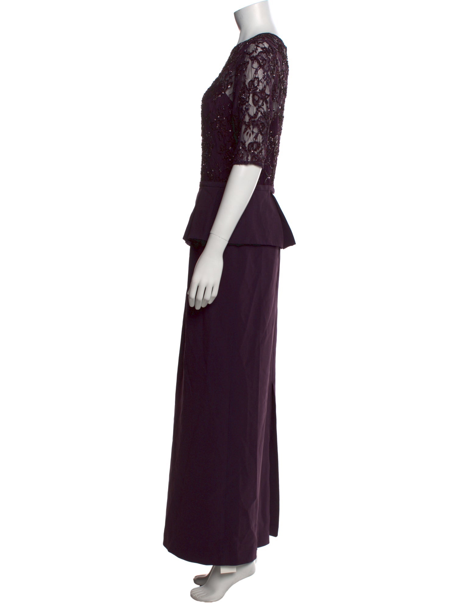 Teri Jon by Rickie Freeman Crew Neck Long Dress