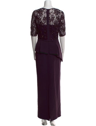 Teri Jon by Rickie Freeman Crew Neck Long Dress