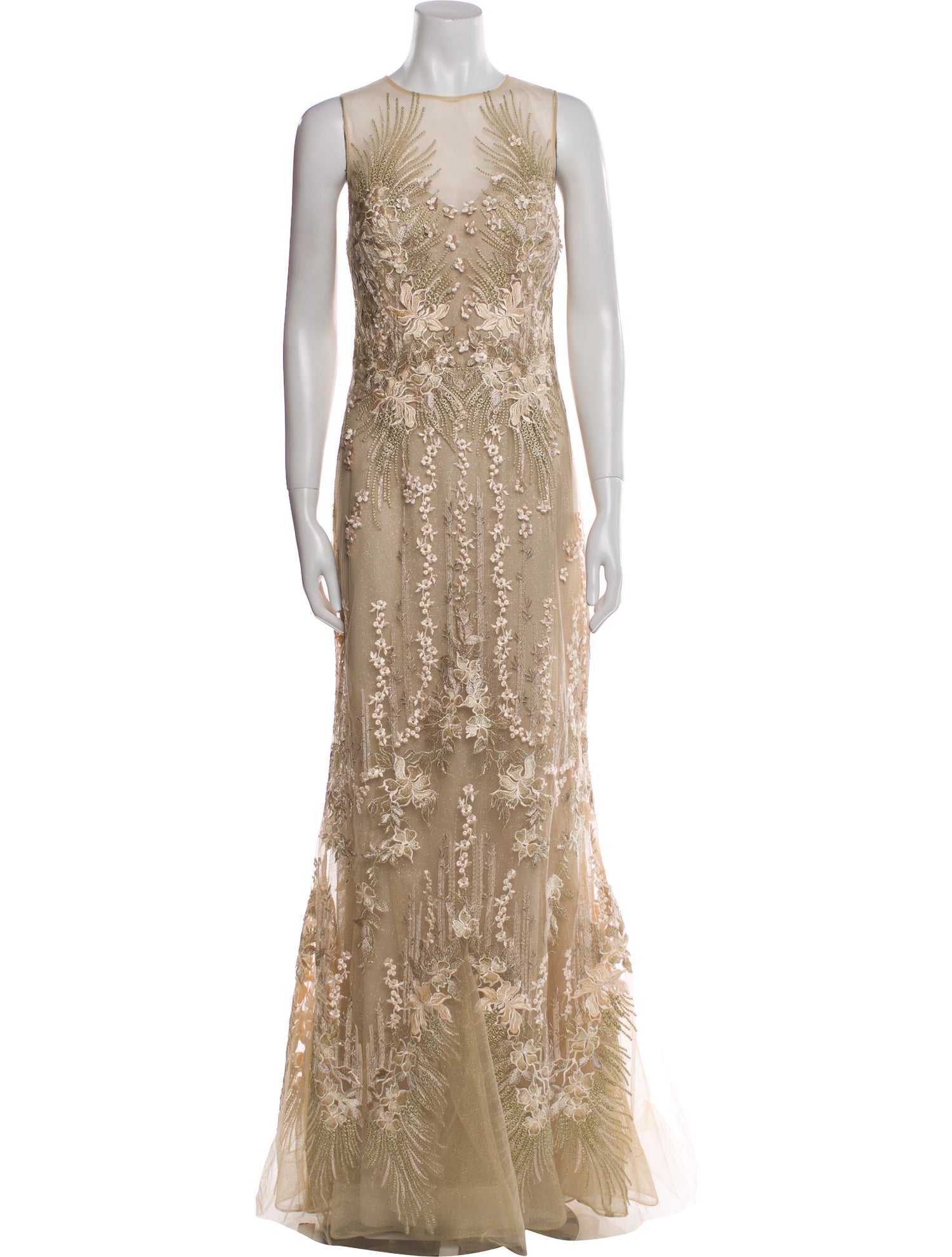 Teri Jon by Rickie Freeman Crew Neck Long Dress