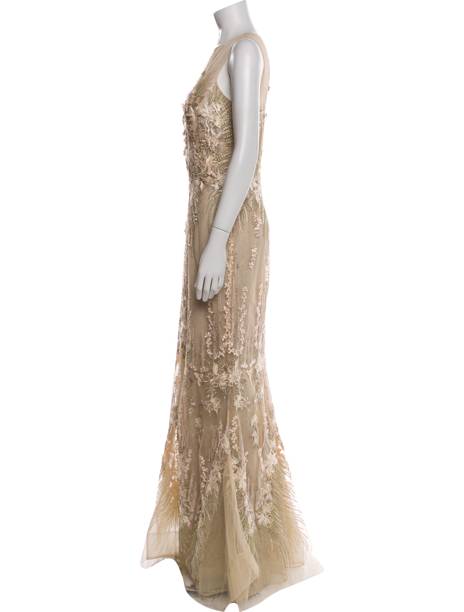 Teri Jon by Rickie Freeman Crew Neck Long Dress