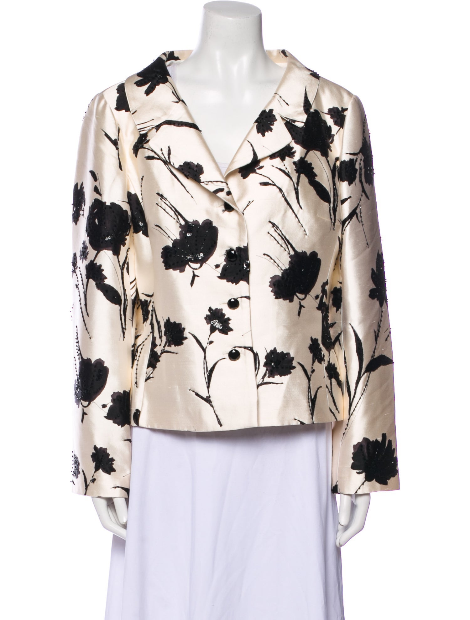 Teri Jon by Rickie Freeman Silk Floral Print Blazer