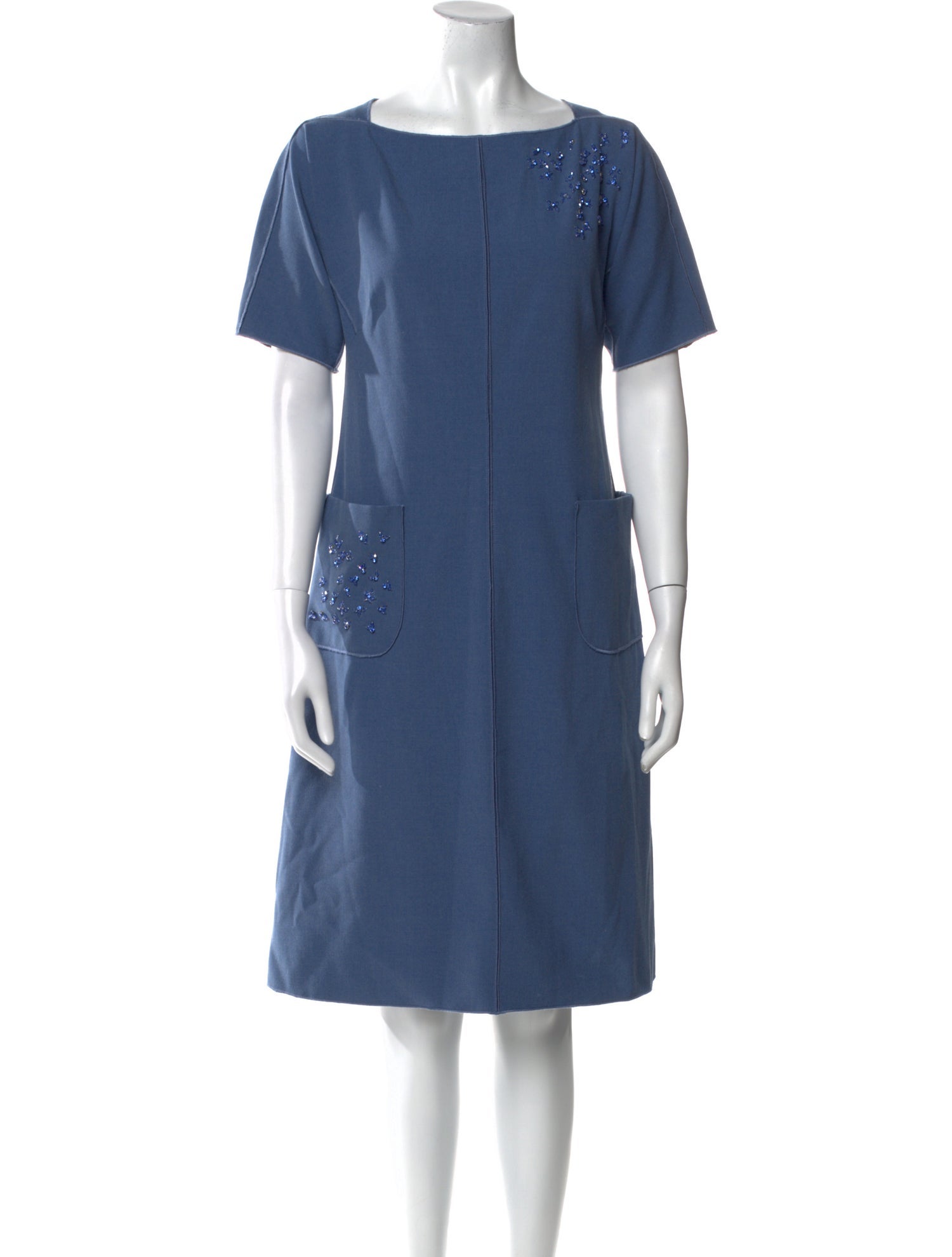 Teri Jon by Rickie Freeman Bateau Neckline Knee-Length Dress