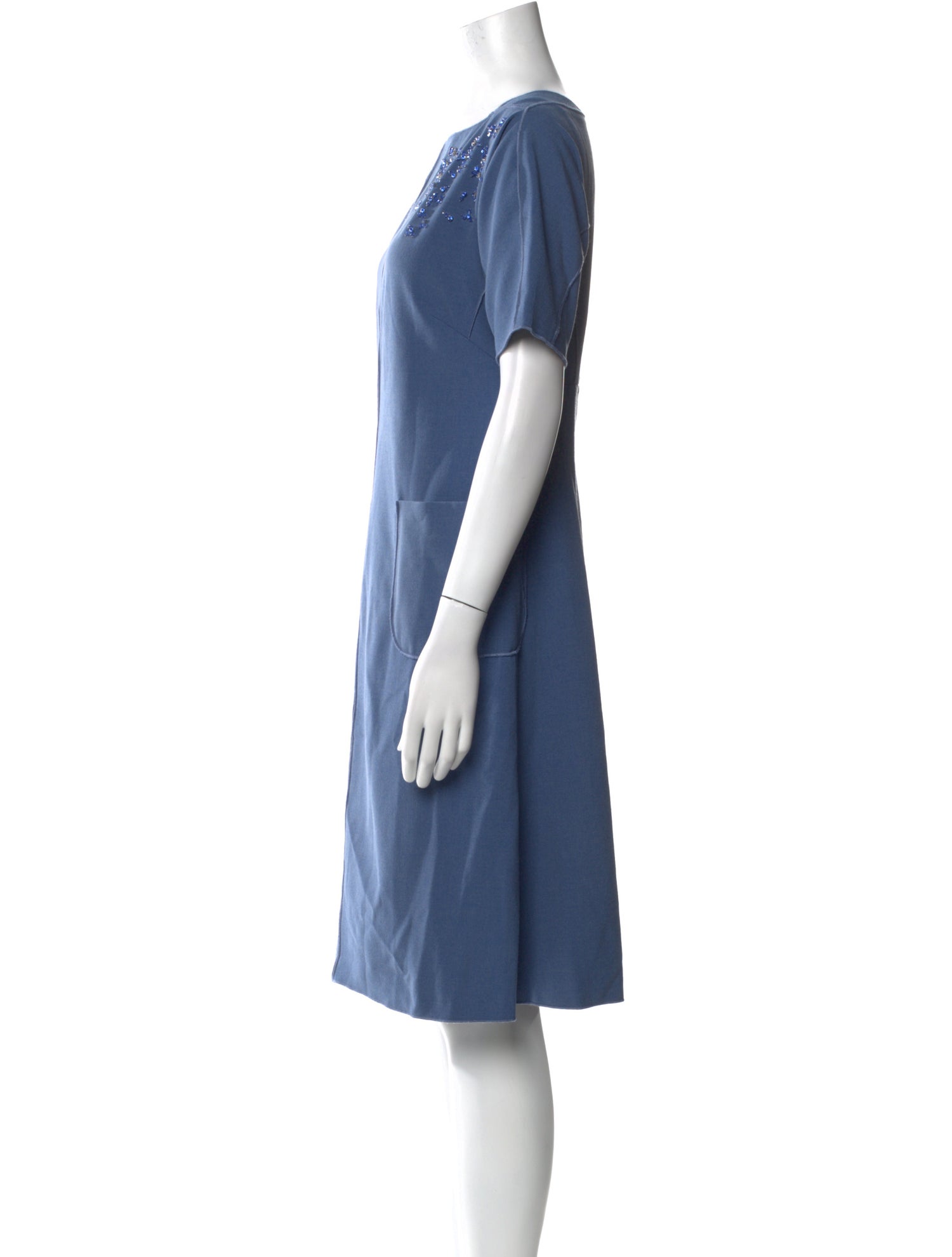 Teri Jon by Rickie Freeman Bateau Neckline Knee-Length Dress