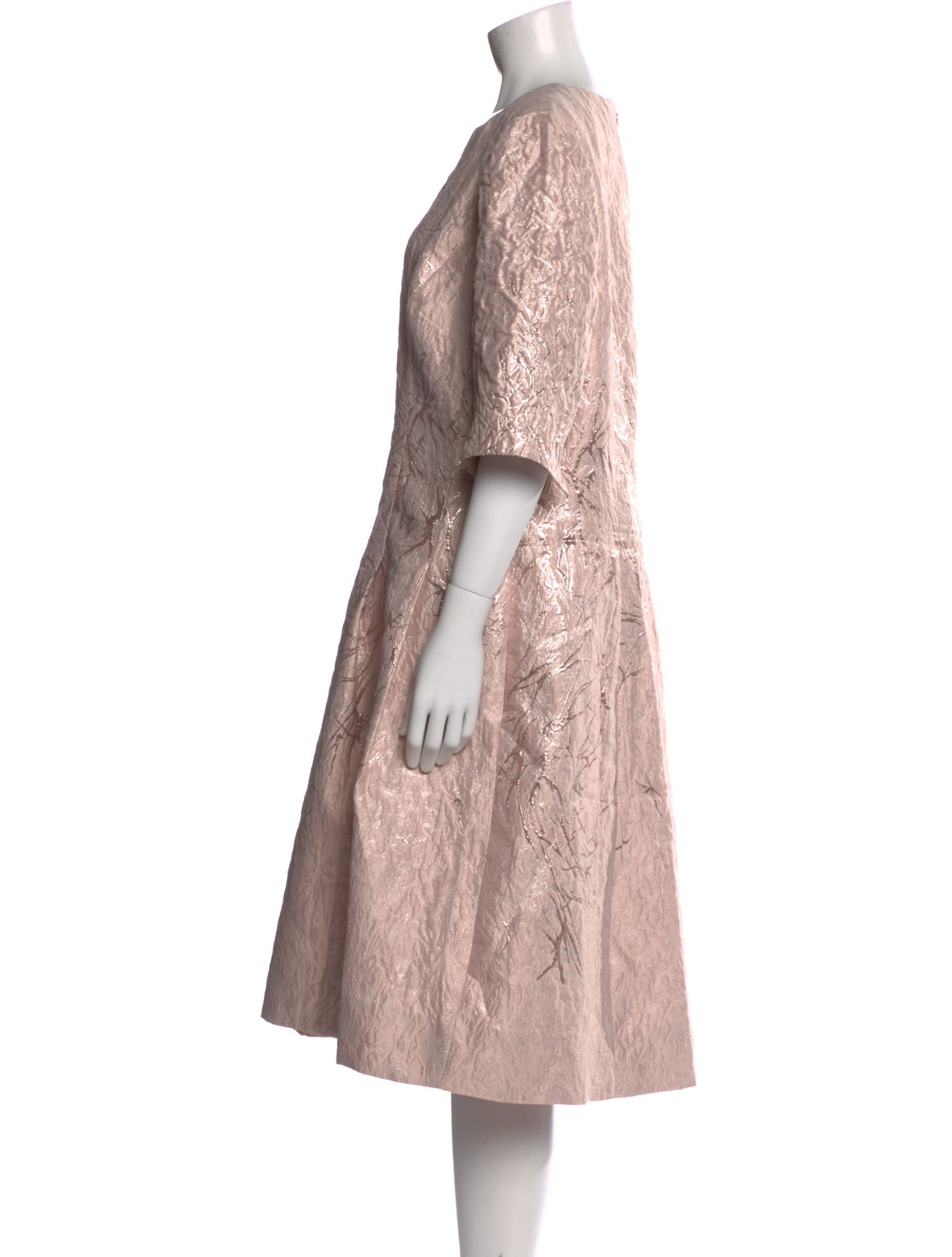 Teri Jon by Rickie Freeman Scoop Neck Midi Length Dress