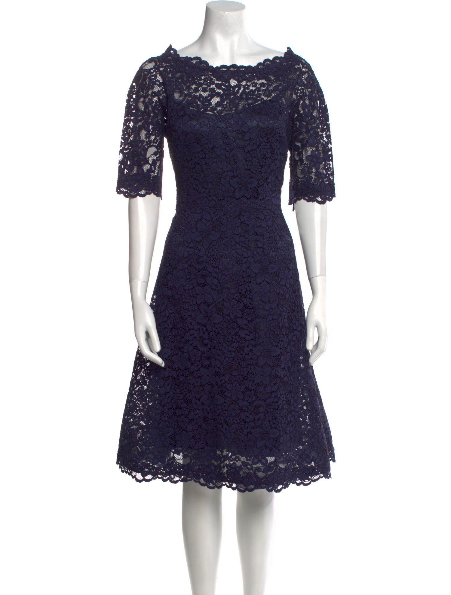 Teri Jon by Rickie Freeman Lace Pattern Mini Dress