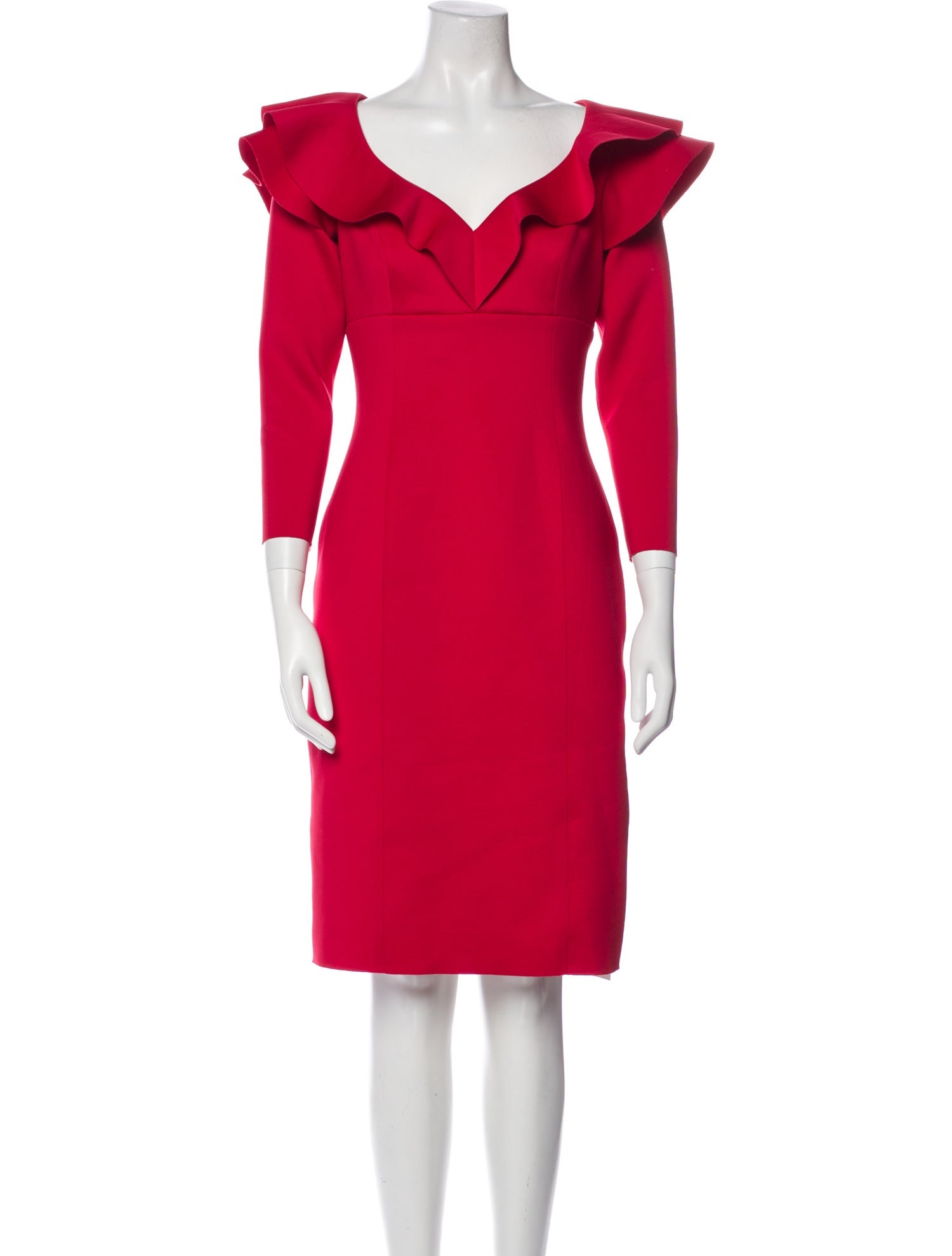 Teri Jon by Rickie Freeman V-Neck Knee-Length Dress