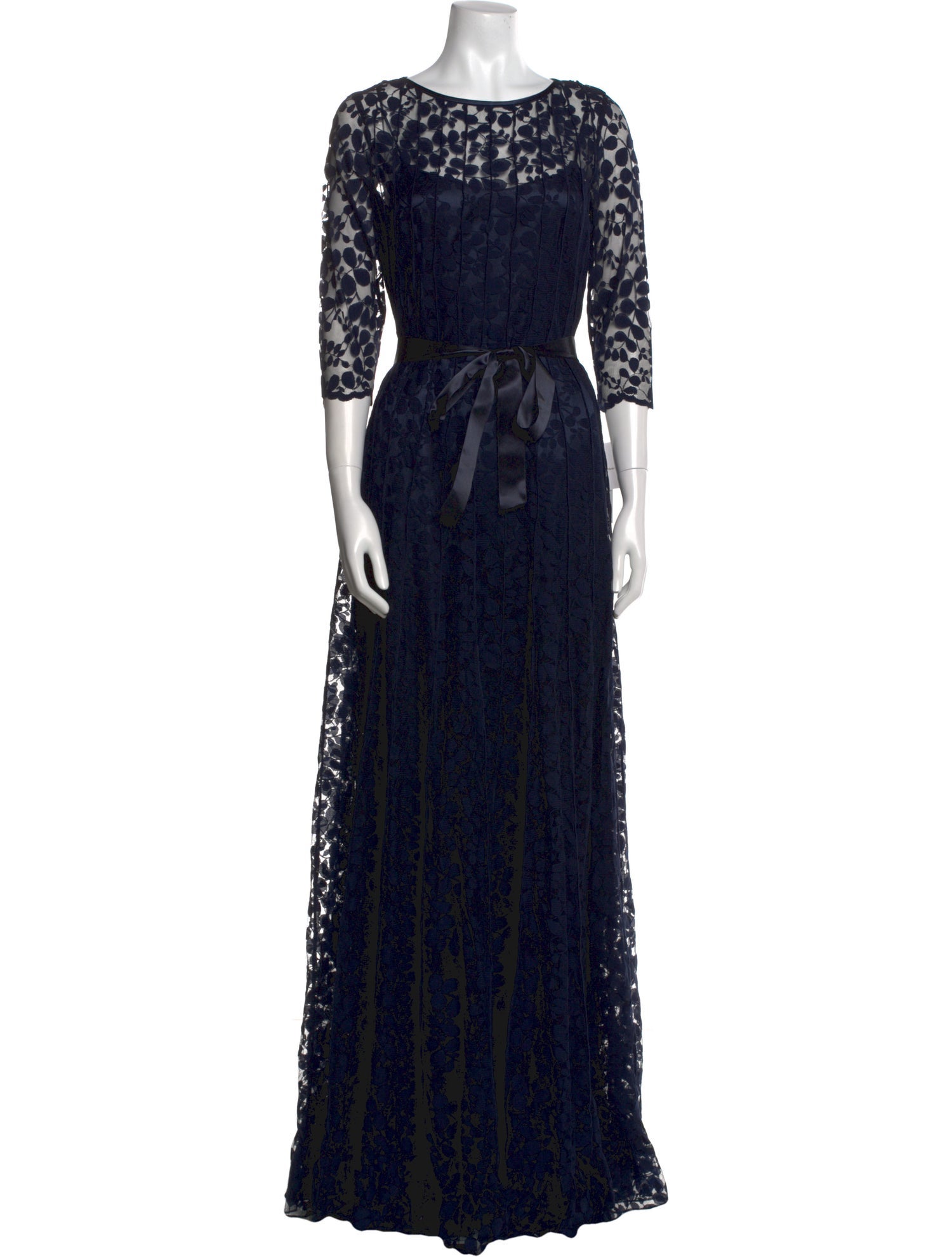 Teri Jon by Rickie Freeman Lace Pattern Long Dress