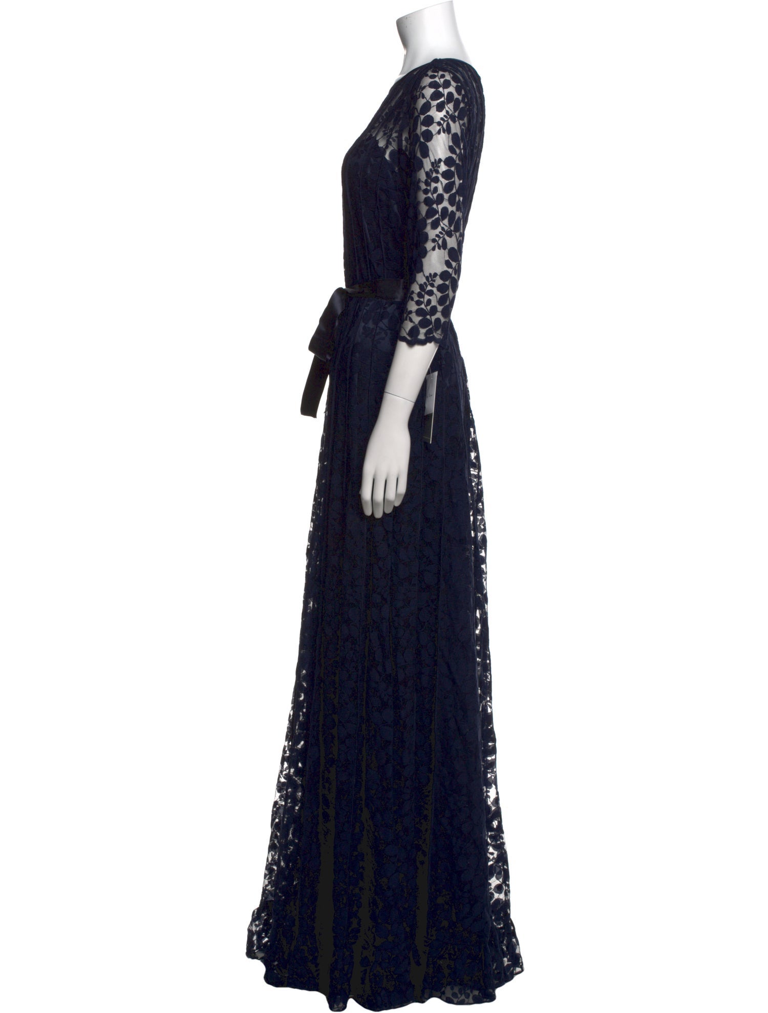 Teri Jon by Rickie Freeman Lace Pattern Long Dress