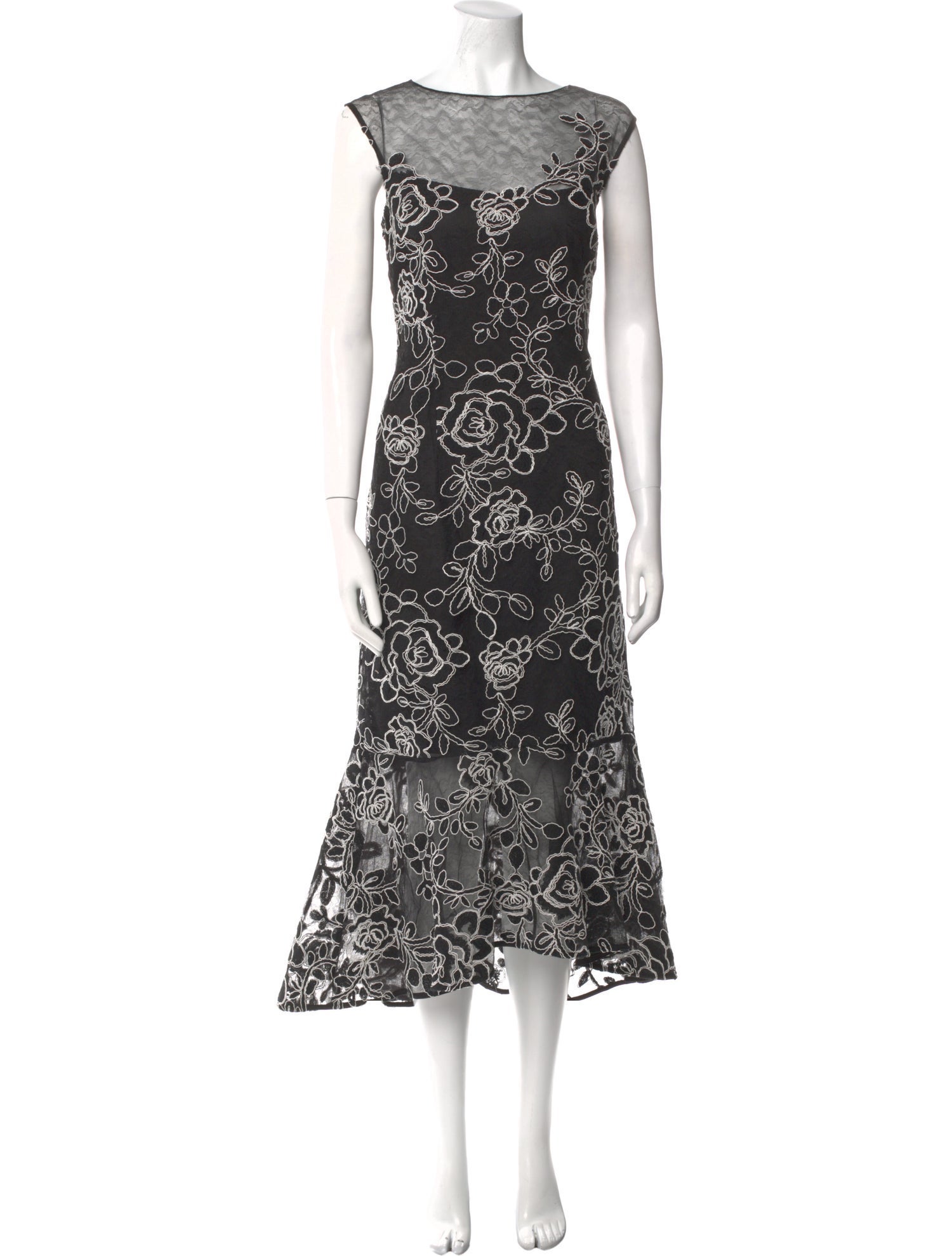 Teri Jon by Rickie Freeman Lace Pattern Long Dress