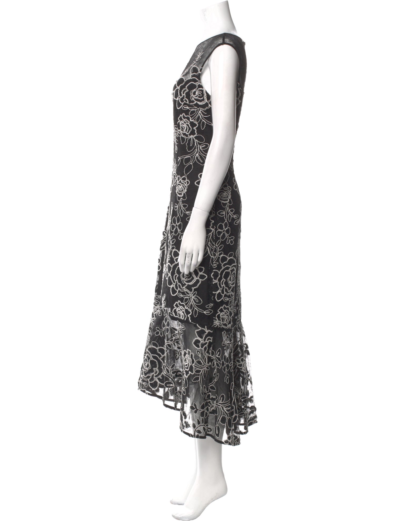 Teri Jon by Rickie Freeman Lace Pattern Long Dress