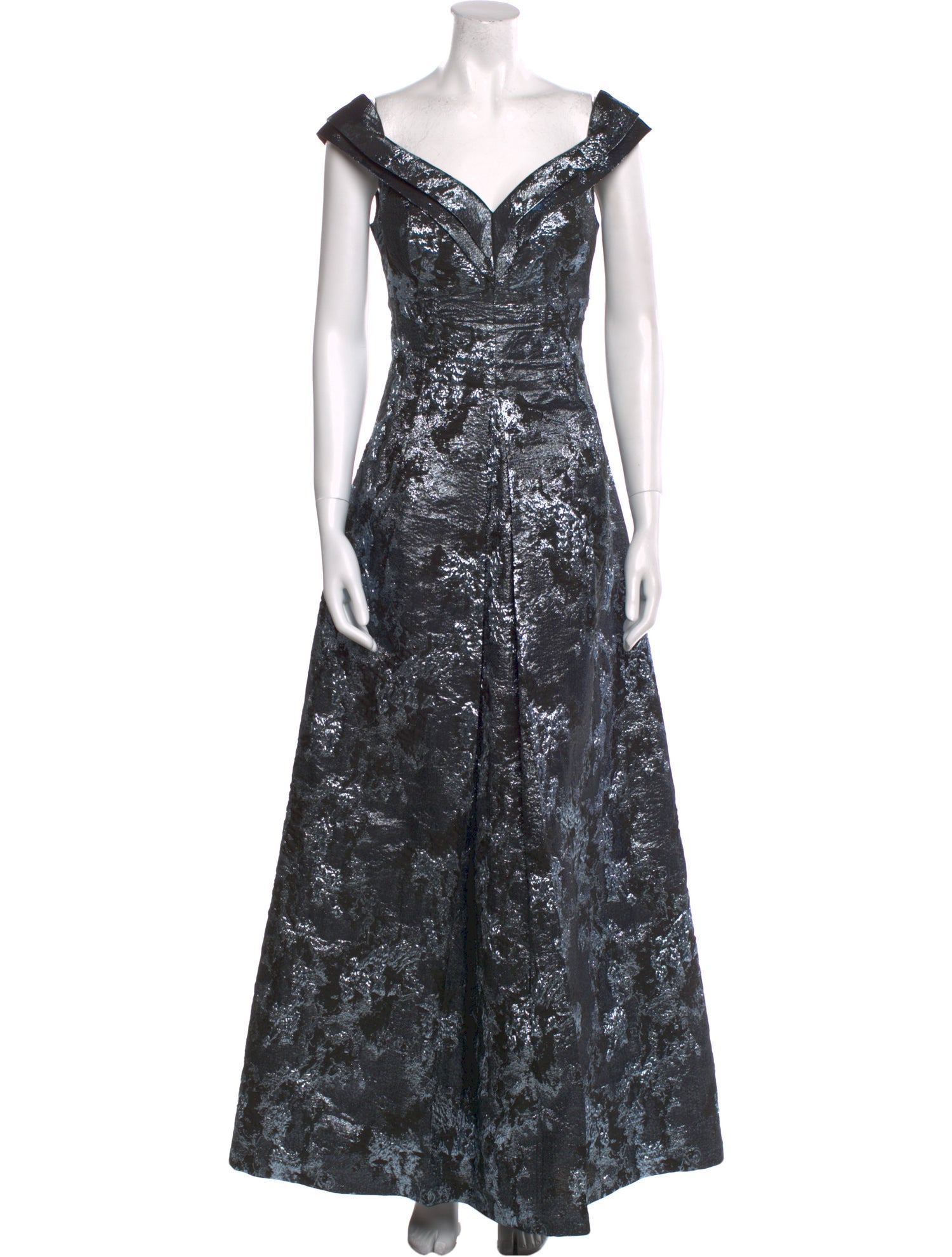 Teri Jon by Rickie Freeman V-Neck Long Dress